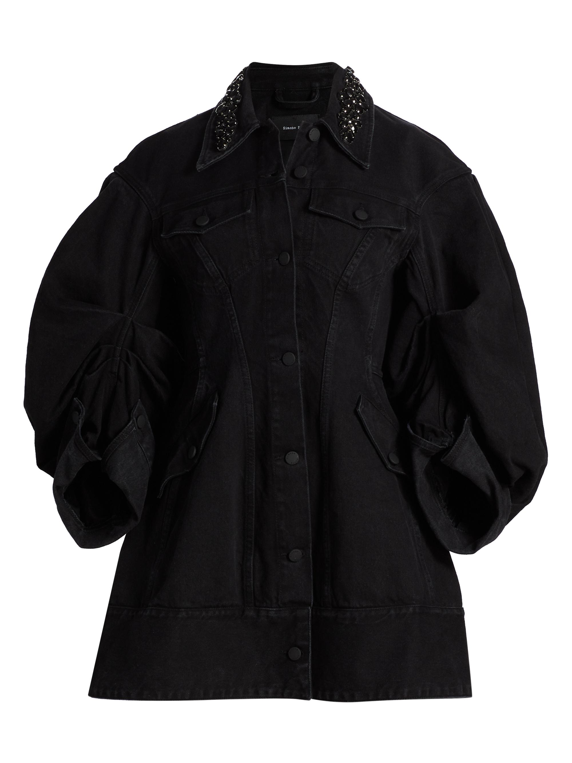 Simone Rocha Women's Sculpted Short Denim Coat - Black Jet