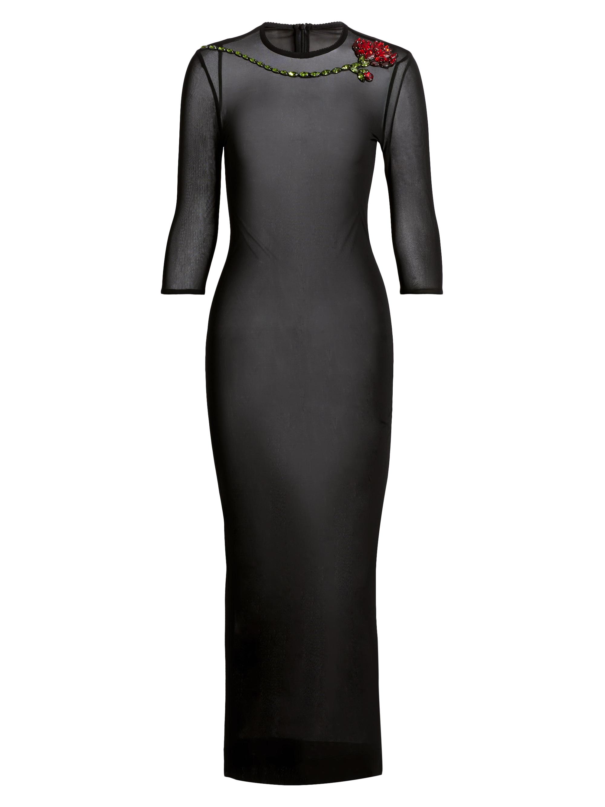 Simone Rocha Women's Embellished Sheer-Mesh Column Midi-Dress - Black Red Multi