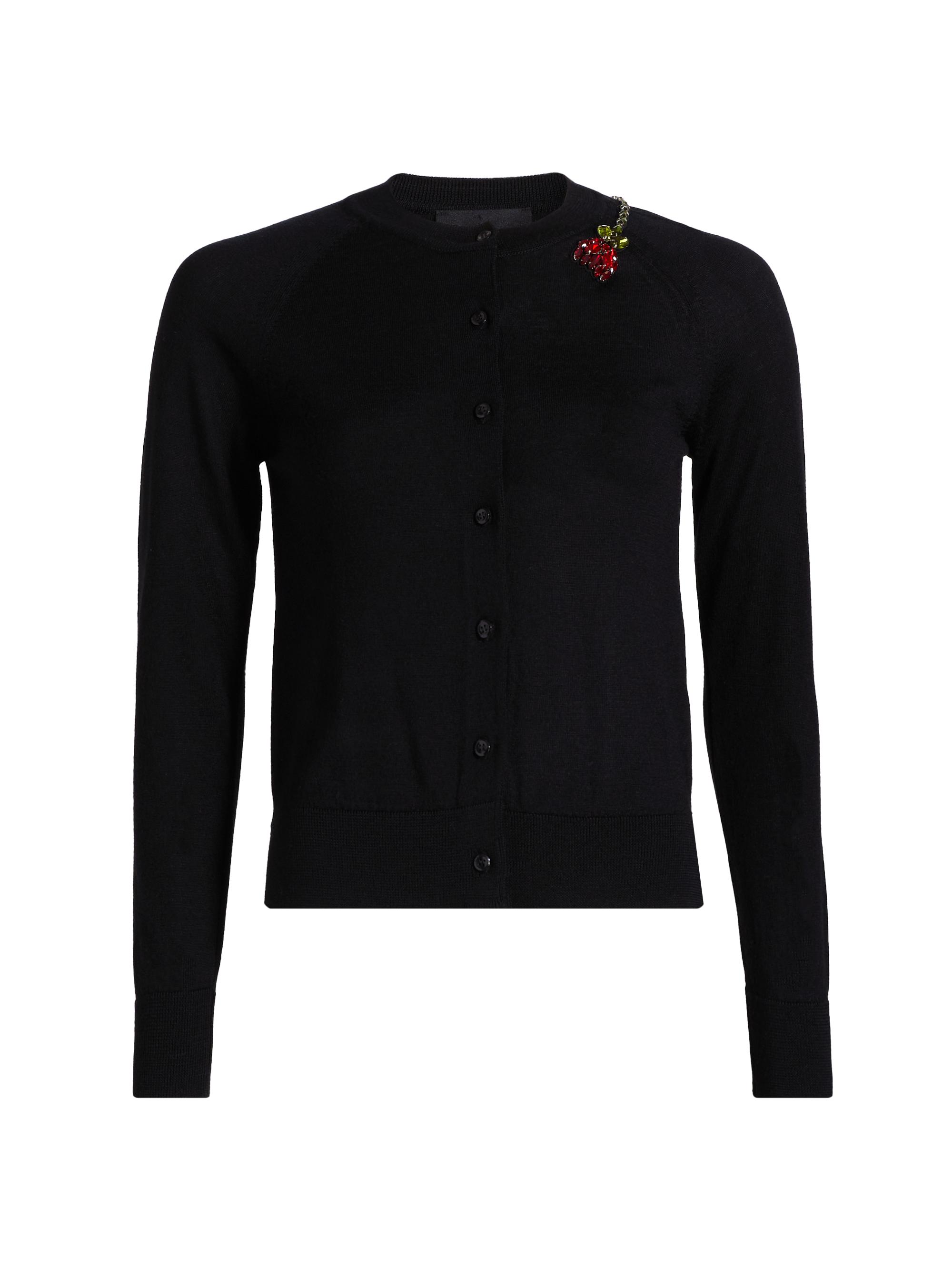 Simone Rocha Women's Floral Embellished Cardigan - Black Red Multi