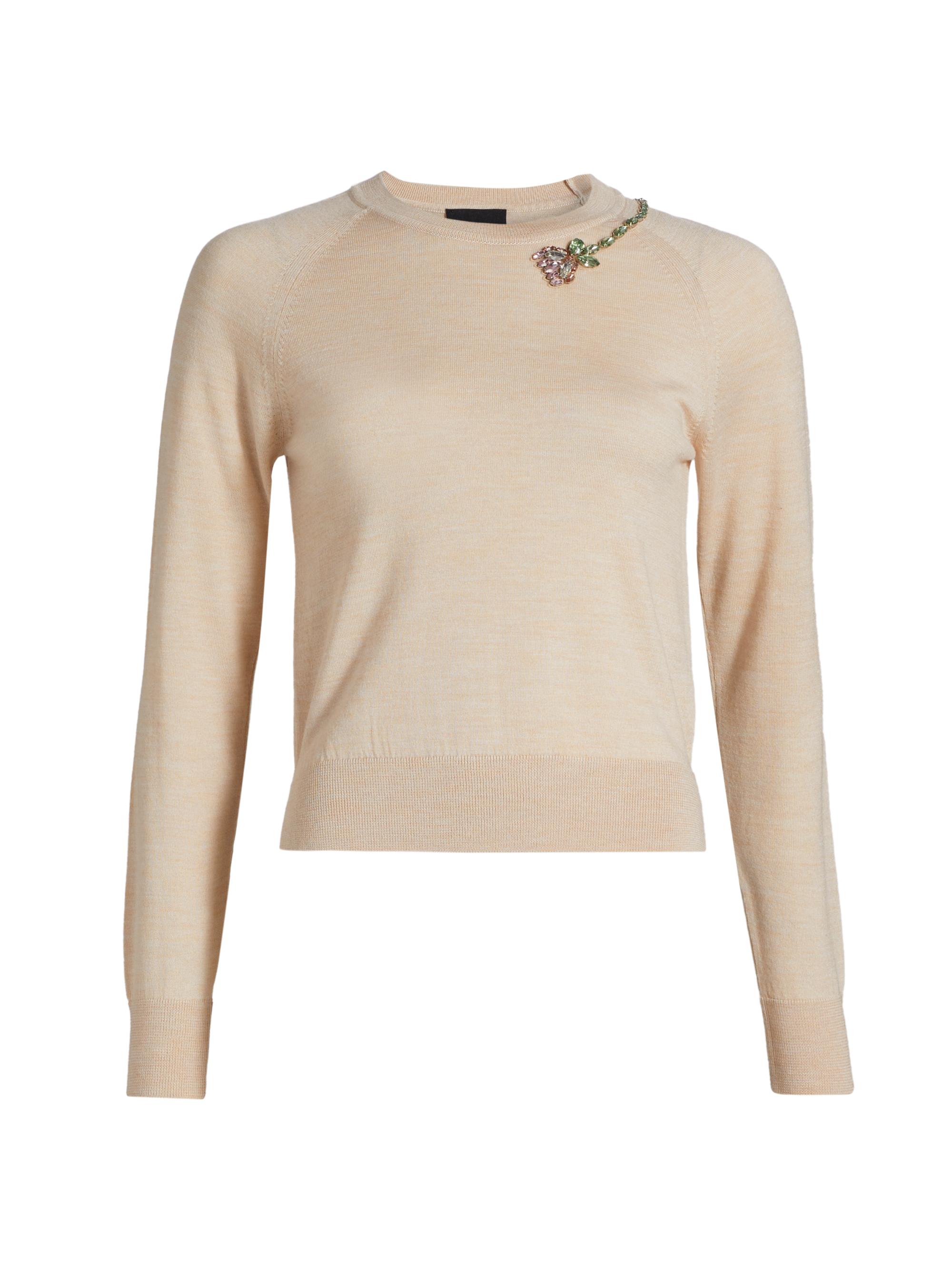 Simone Rocha Women's Floral Embellished Sweater - Camel Pink Multi