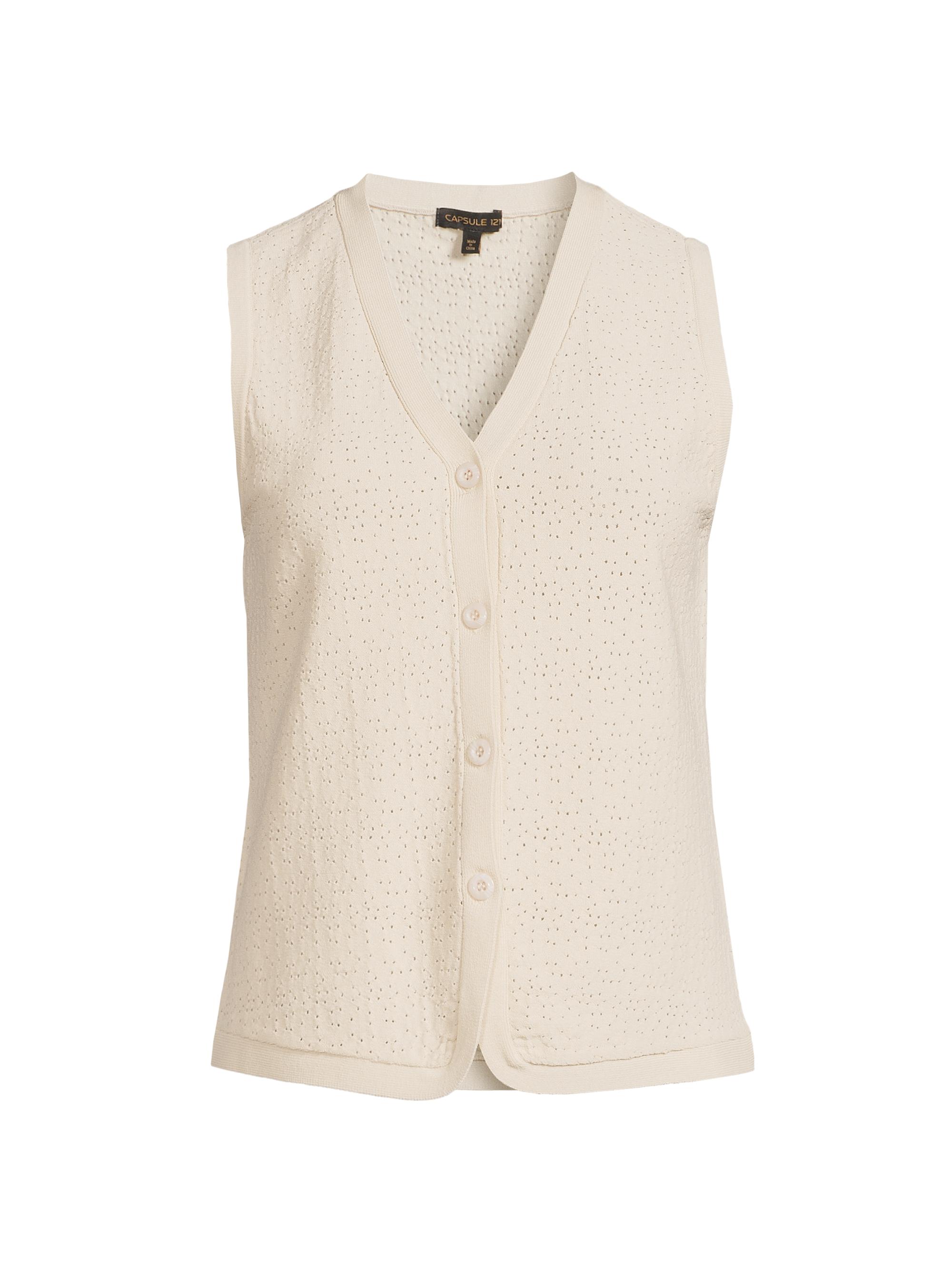 Capsule 121 Women's The Matthews Perforated V-Neck Sleeveless Sweater - Rush