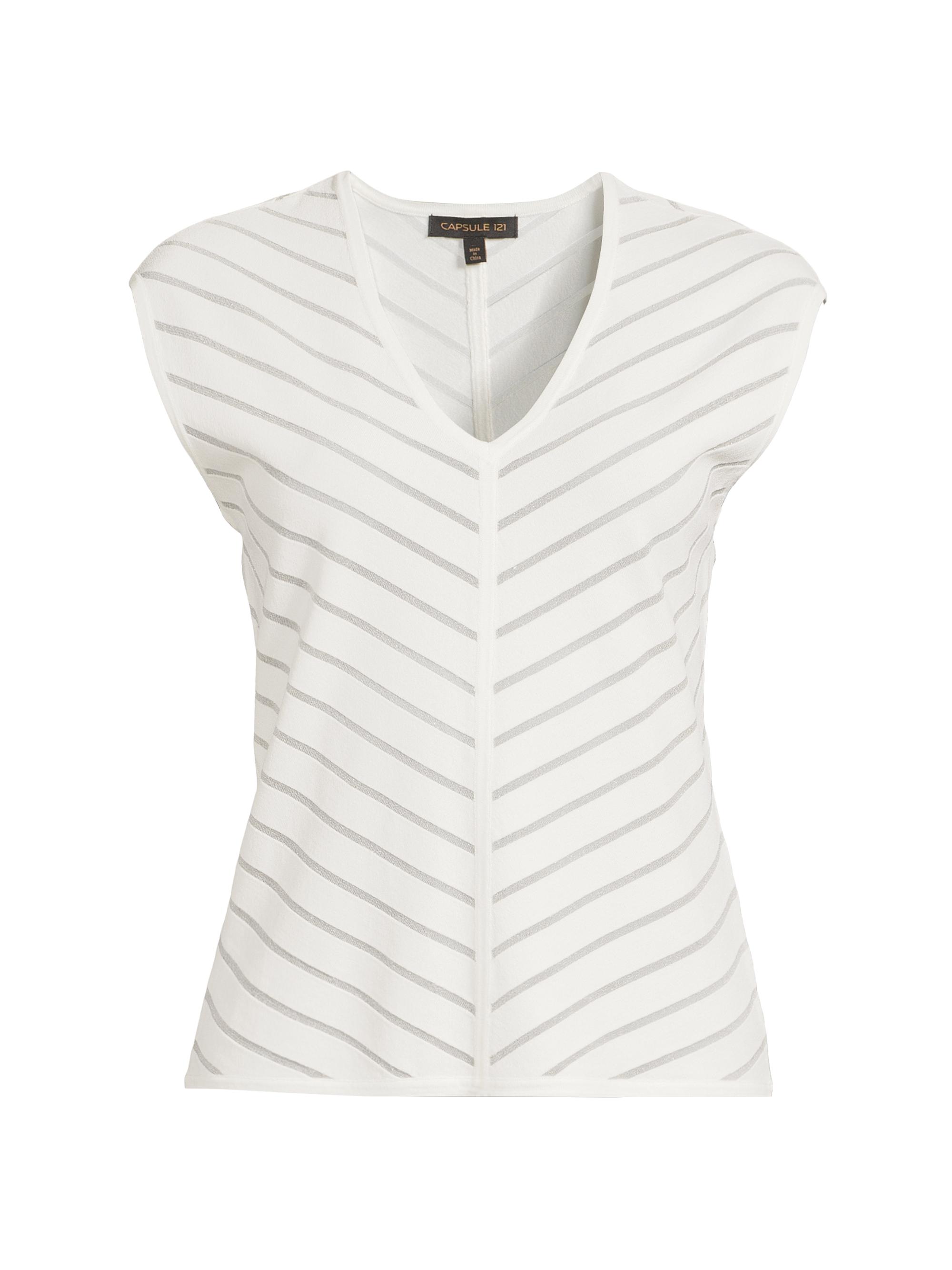 Capsule 121 Women's The Weather Striped V-Neck Sweater - Chalk