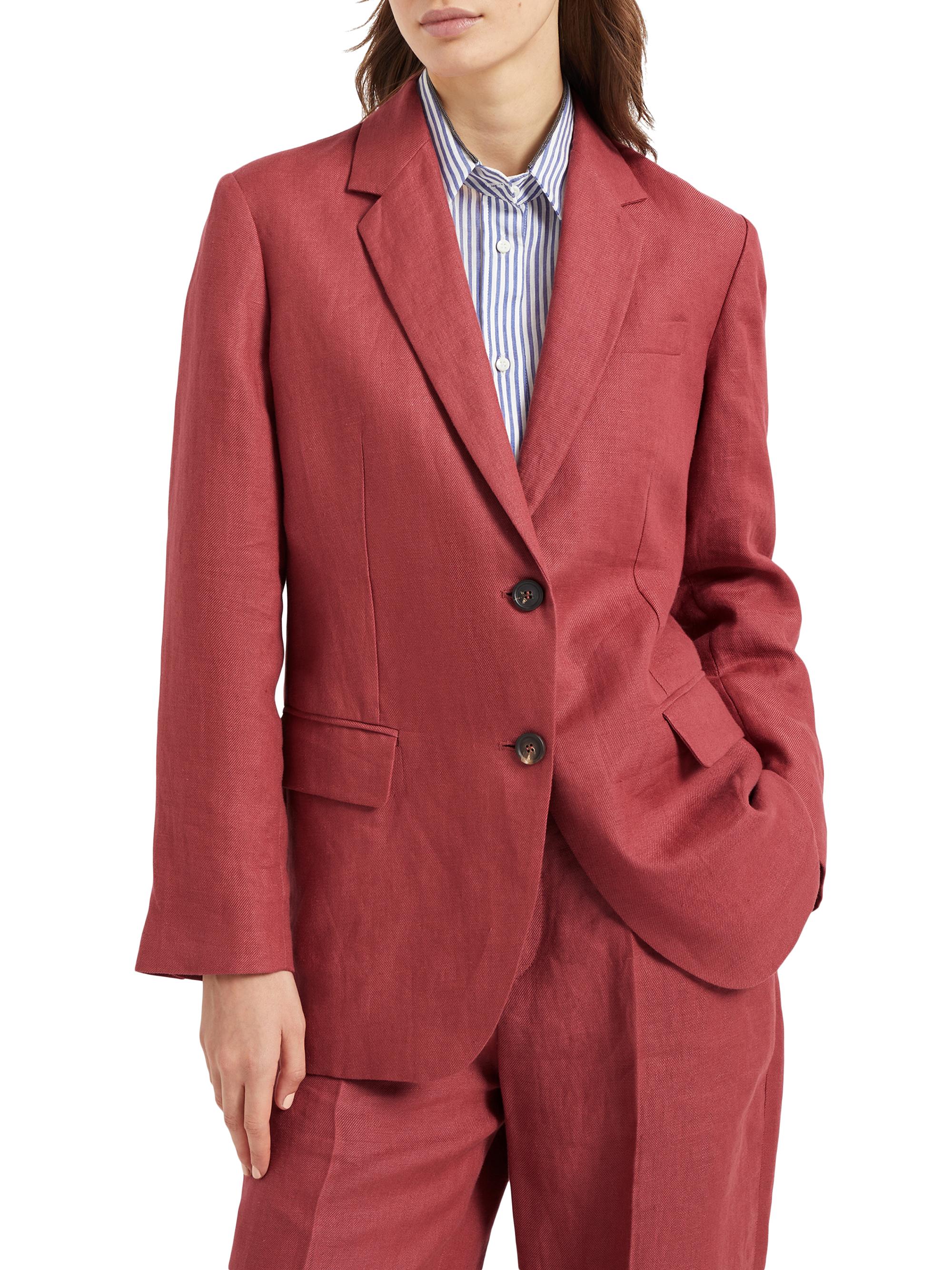 Brunello Cucinelli Women's Dyed Hemp and Linen Gabardine Blazer - Red