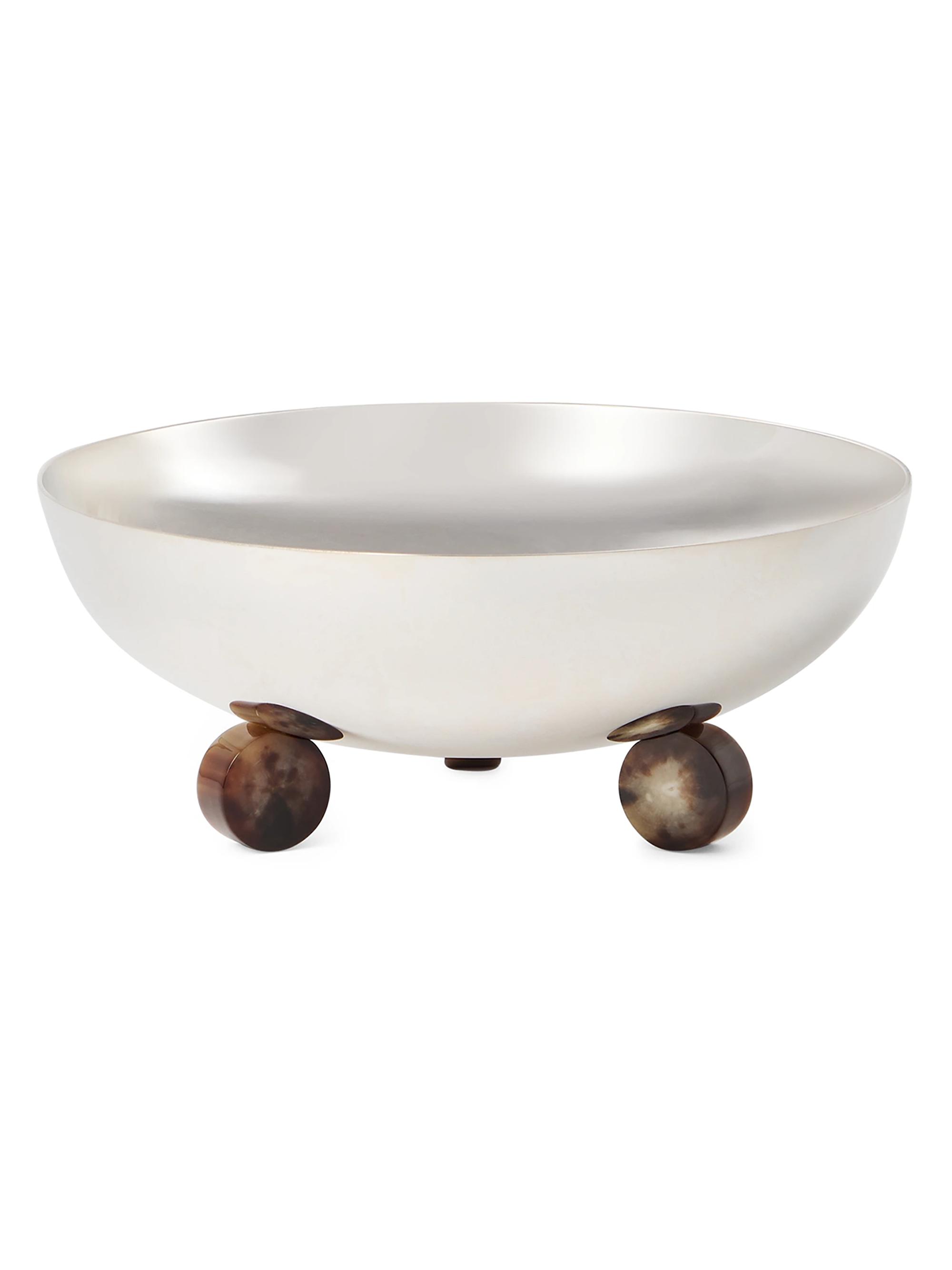 Brunello Cucinelli Silvered Steel Bowl with Buffalo Horn Details - Silver