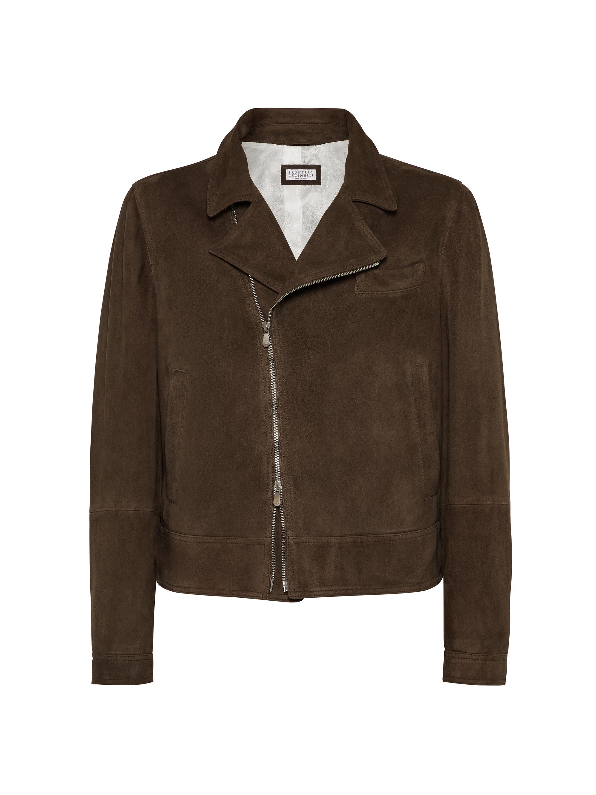 Brunello Cucinelli Men's Country Suede Biker Jacket - Brown