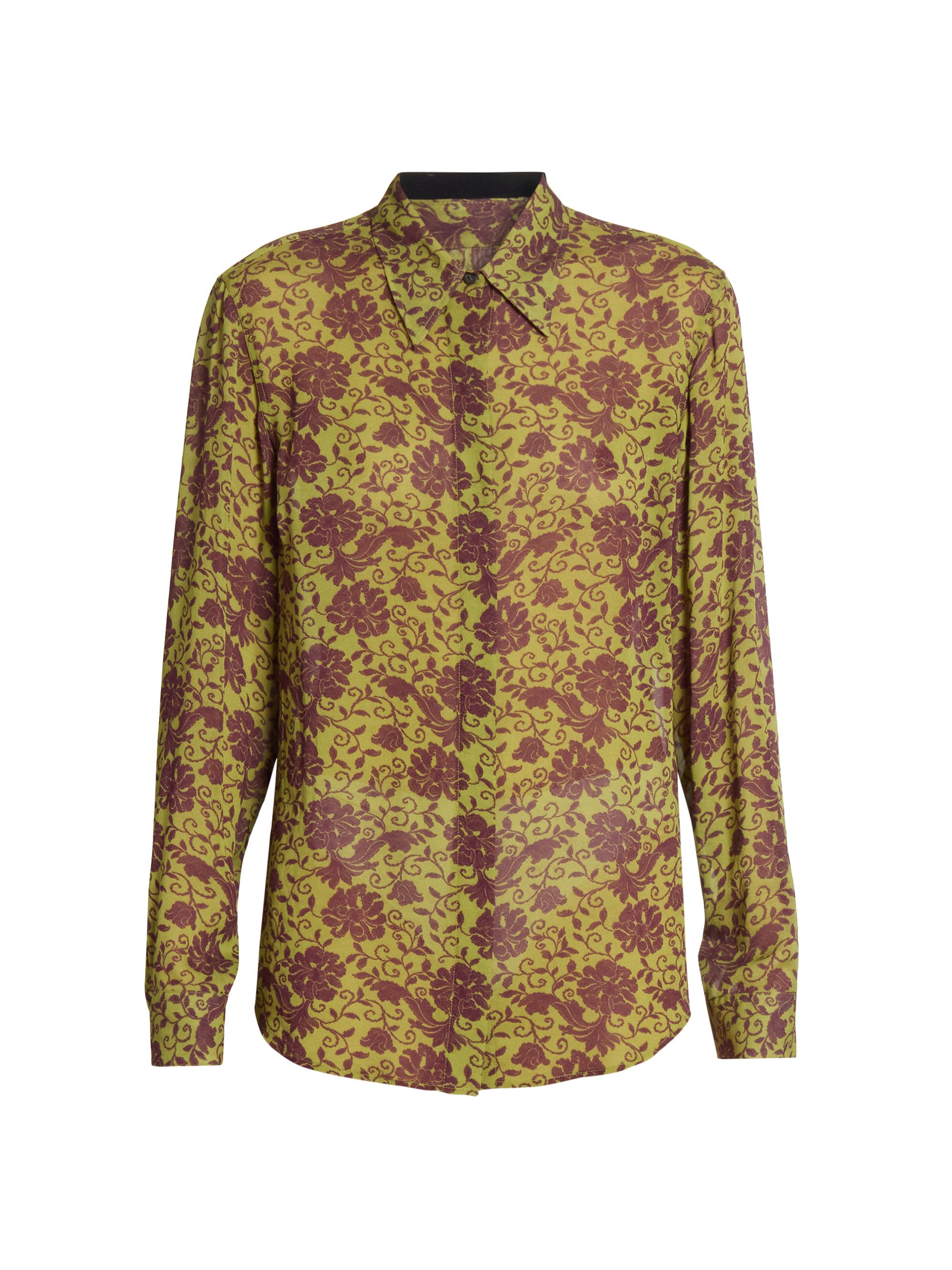 Dries Van Noten Women's Floral Button-Front Top - Olive