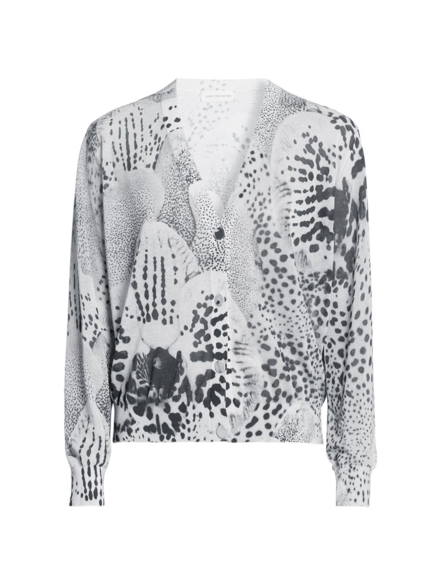 Dries Van Noten ​Abstract-Print Cotton-Blend V-Neck Cardigan