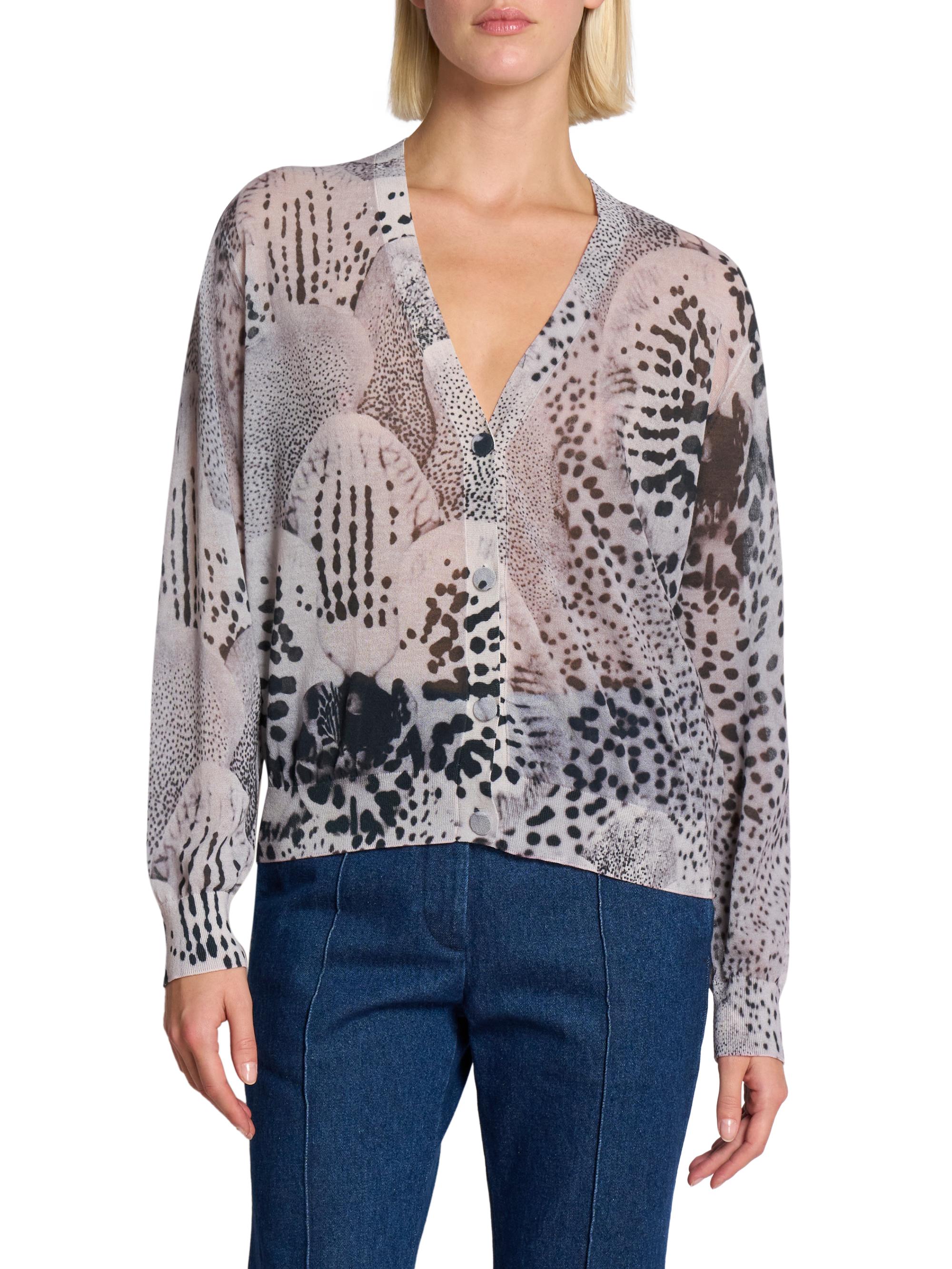 Dries Van Noten ​Abstract-Print Cotton-Blend V-Neck Cardigan
