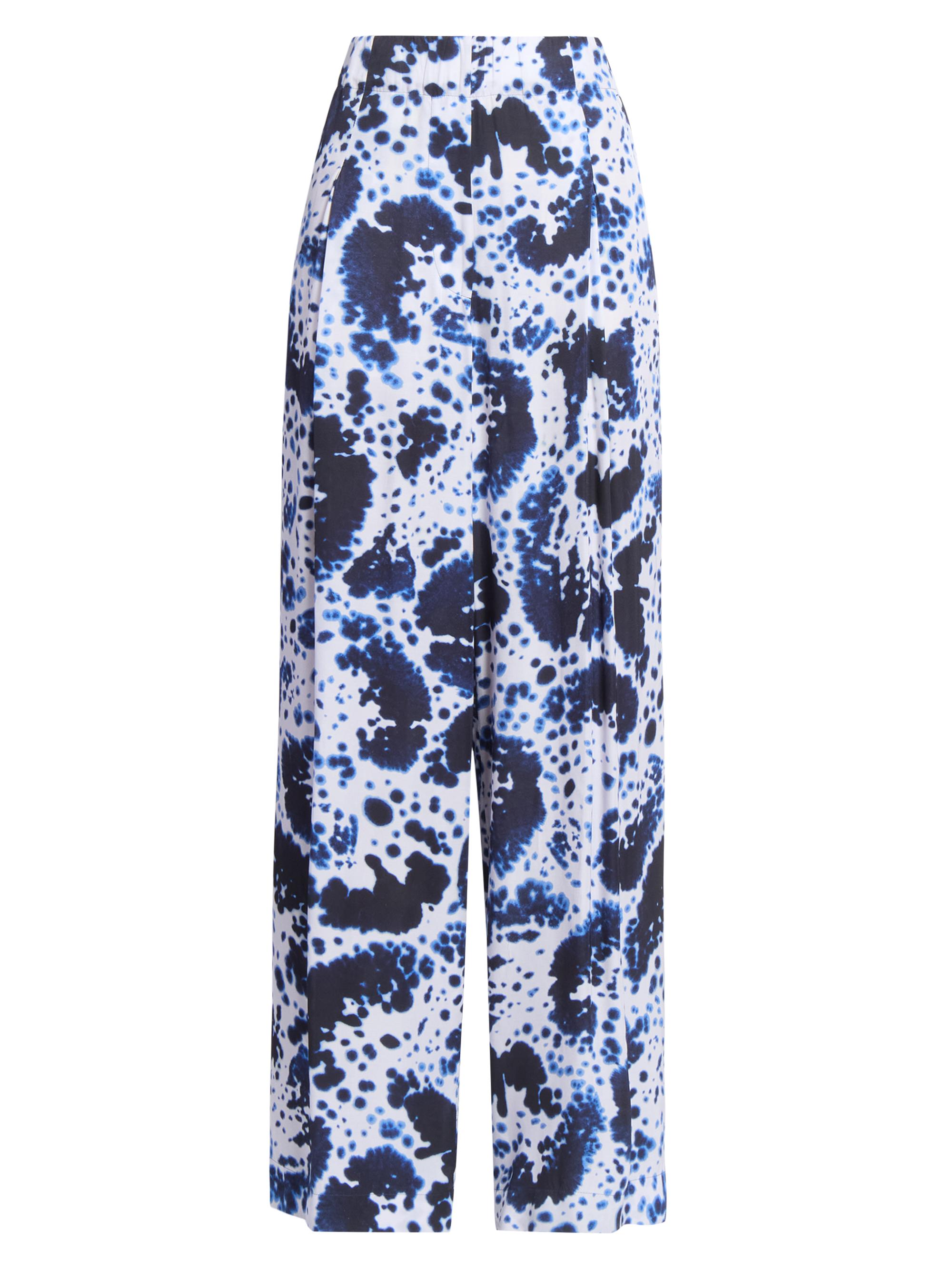 Dries Van Noten Women's Tie-Dye Pleated High-Waist Wide-Leg Pants - Navy