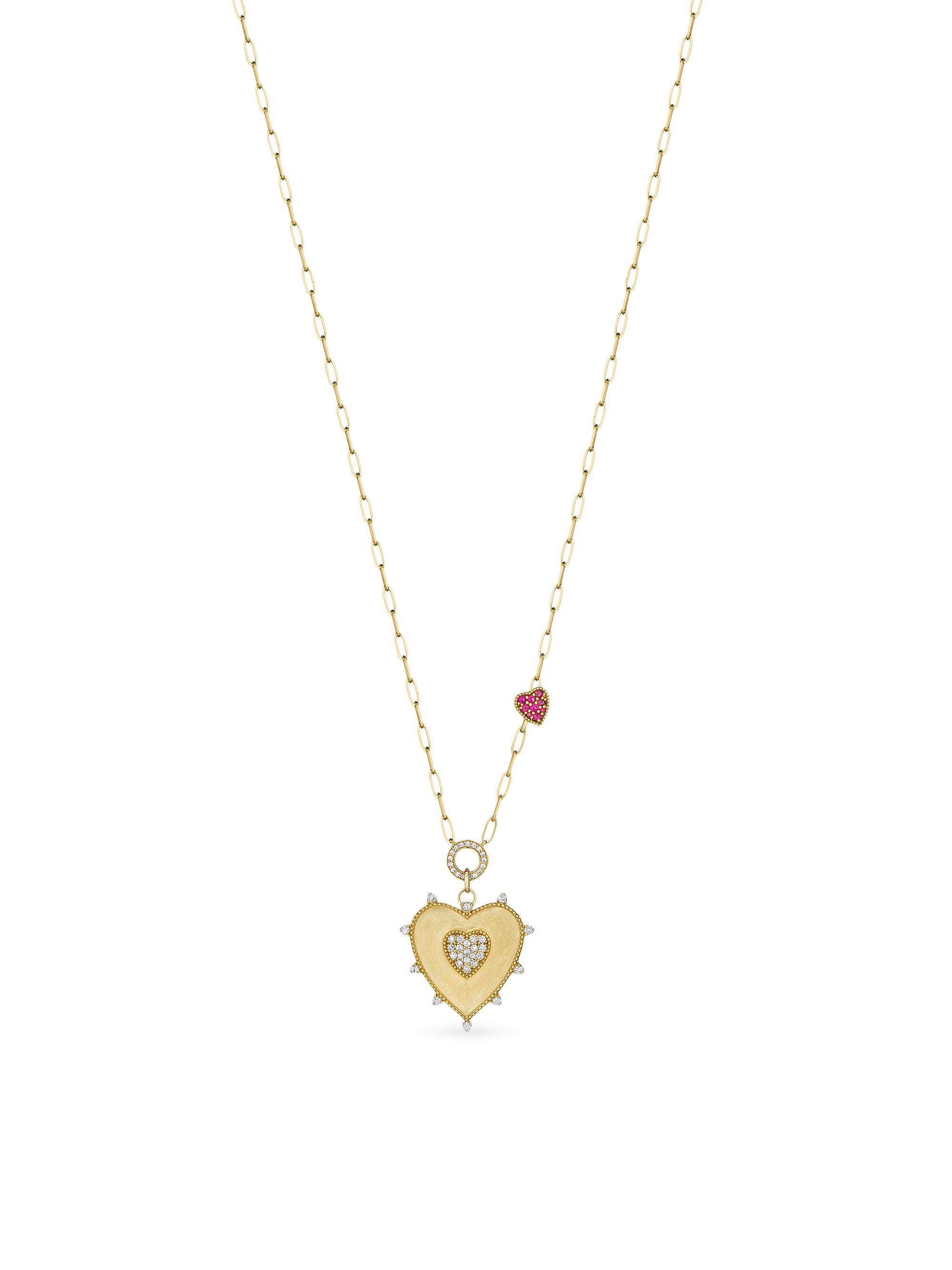 Hueb Women's Penka 18K Yellow Gold, Ruby & 0.49 TCW Diamond Heart Pendant Necklace - Yellow Gold