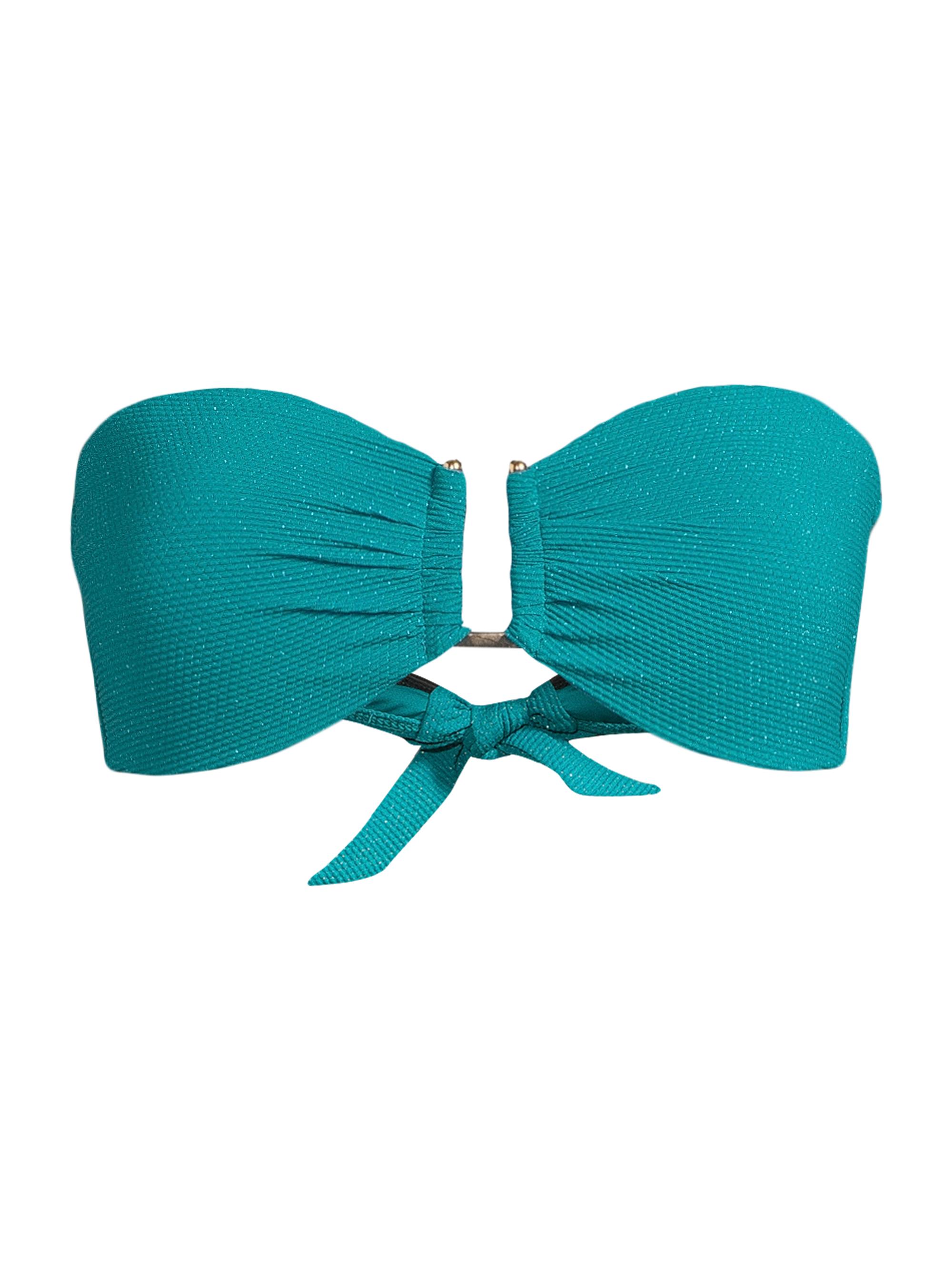 Change of Scenery Women's Gina Metallic Piqué Bikini Top - Jungle Green Metallic