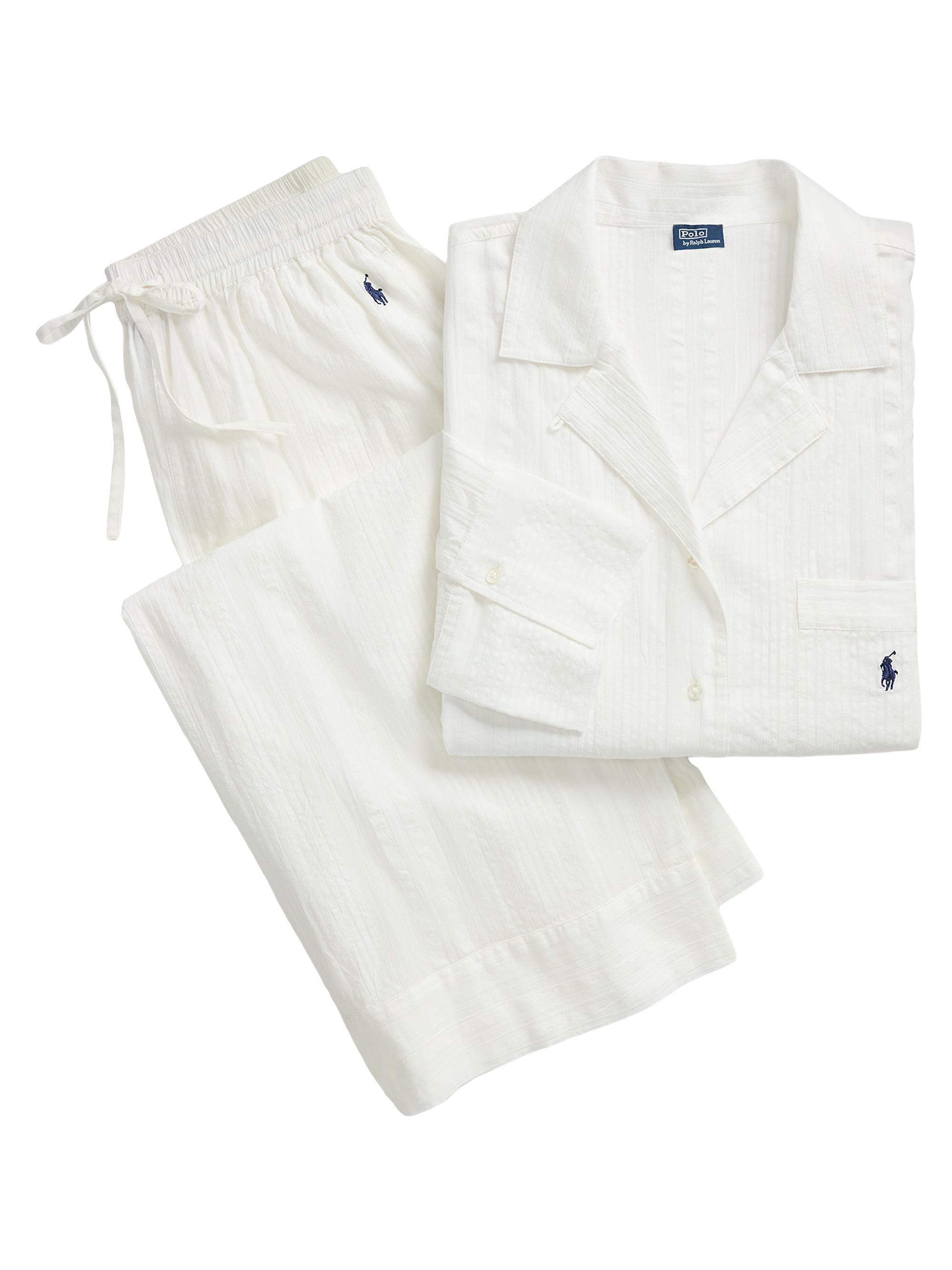 Polo Ralph Lauren Women's Poplin Pajamas - White Cloud