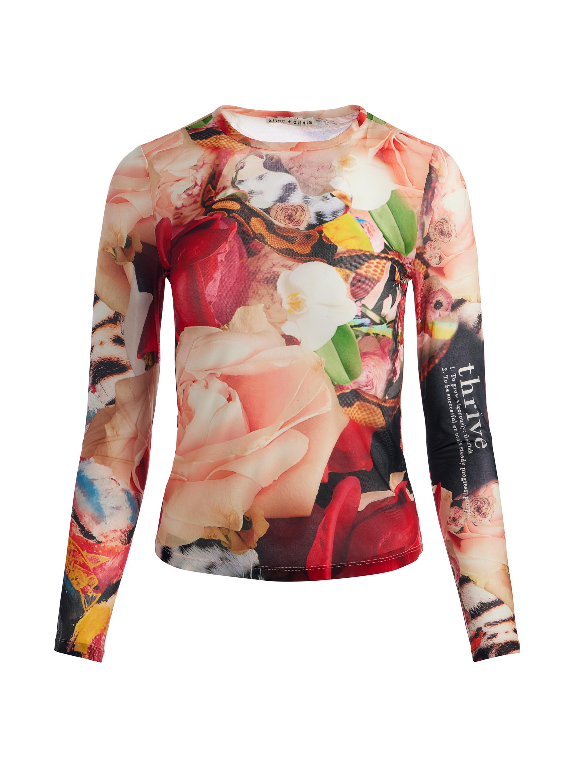 Alice + Olivia A+O x Kelly Dabbah Delaina Floral Mesh Top