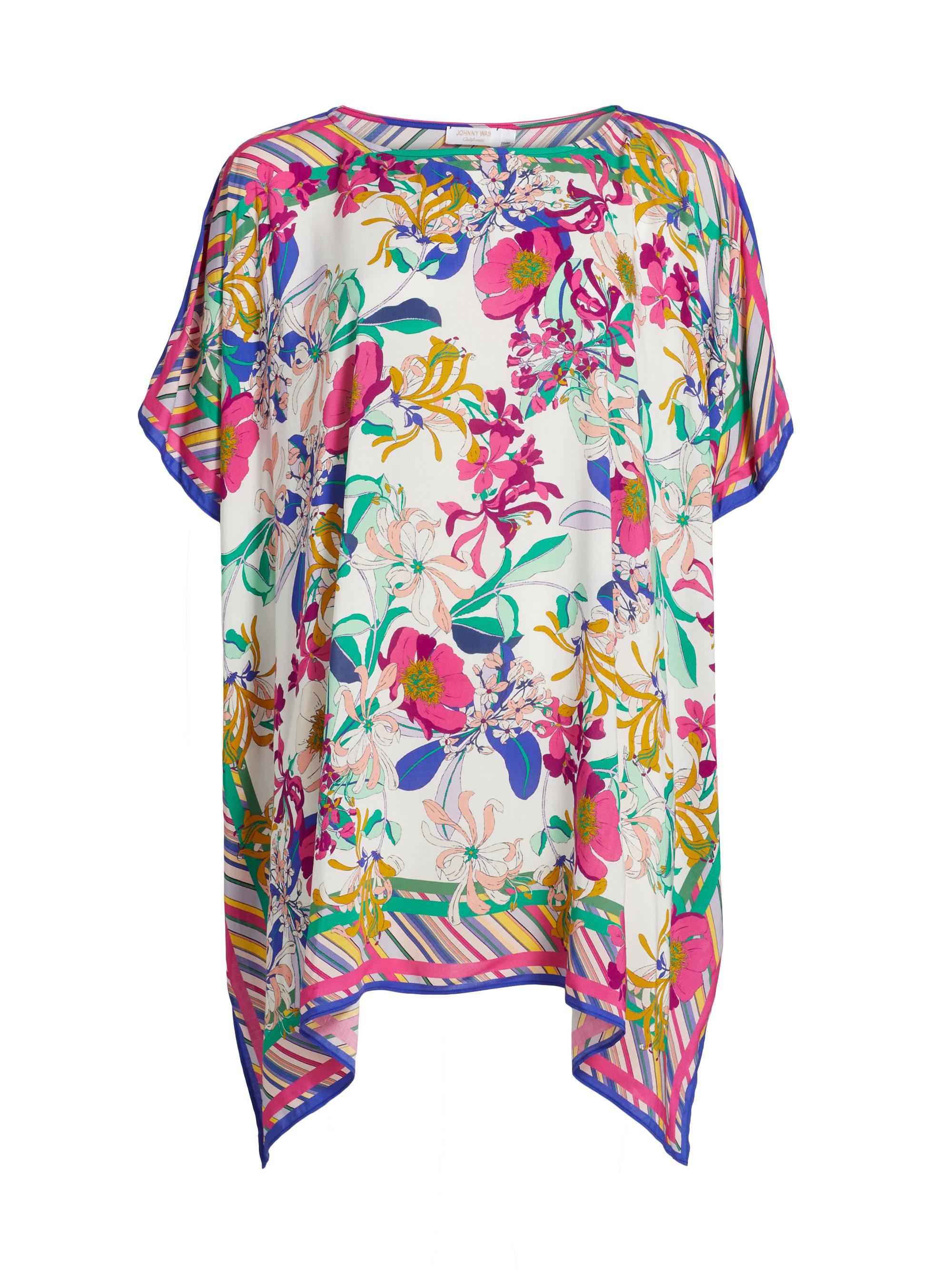 Johnny Was Women's Aldrich Floral Boatneck Asymmetric-Hem Caftan - Adi Aldrich