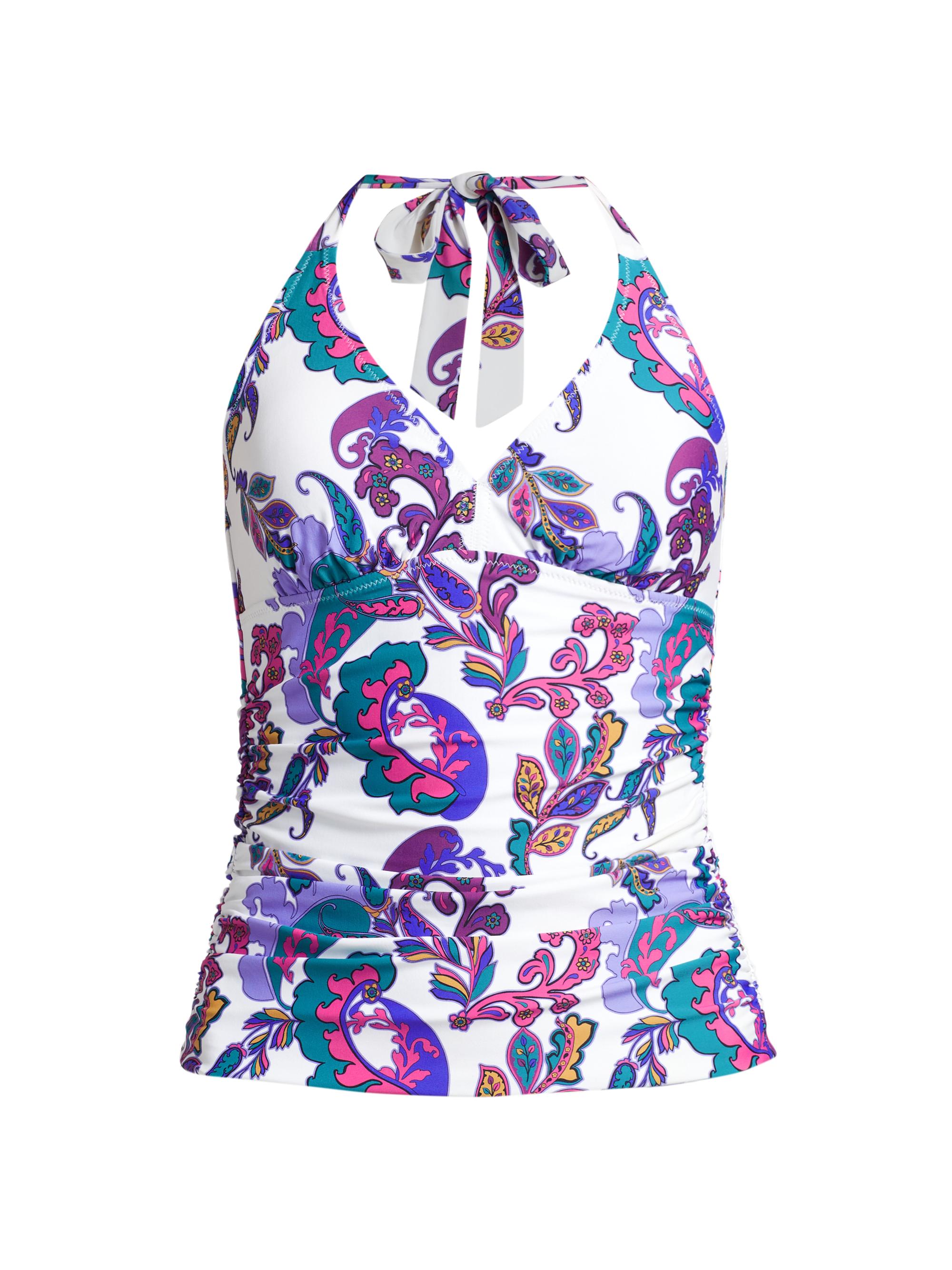Johnny Was Women's Reversible Paisley Halterneck Ruched Tankini - Fatima Reversible