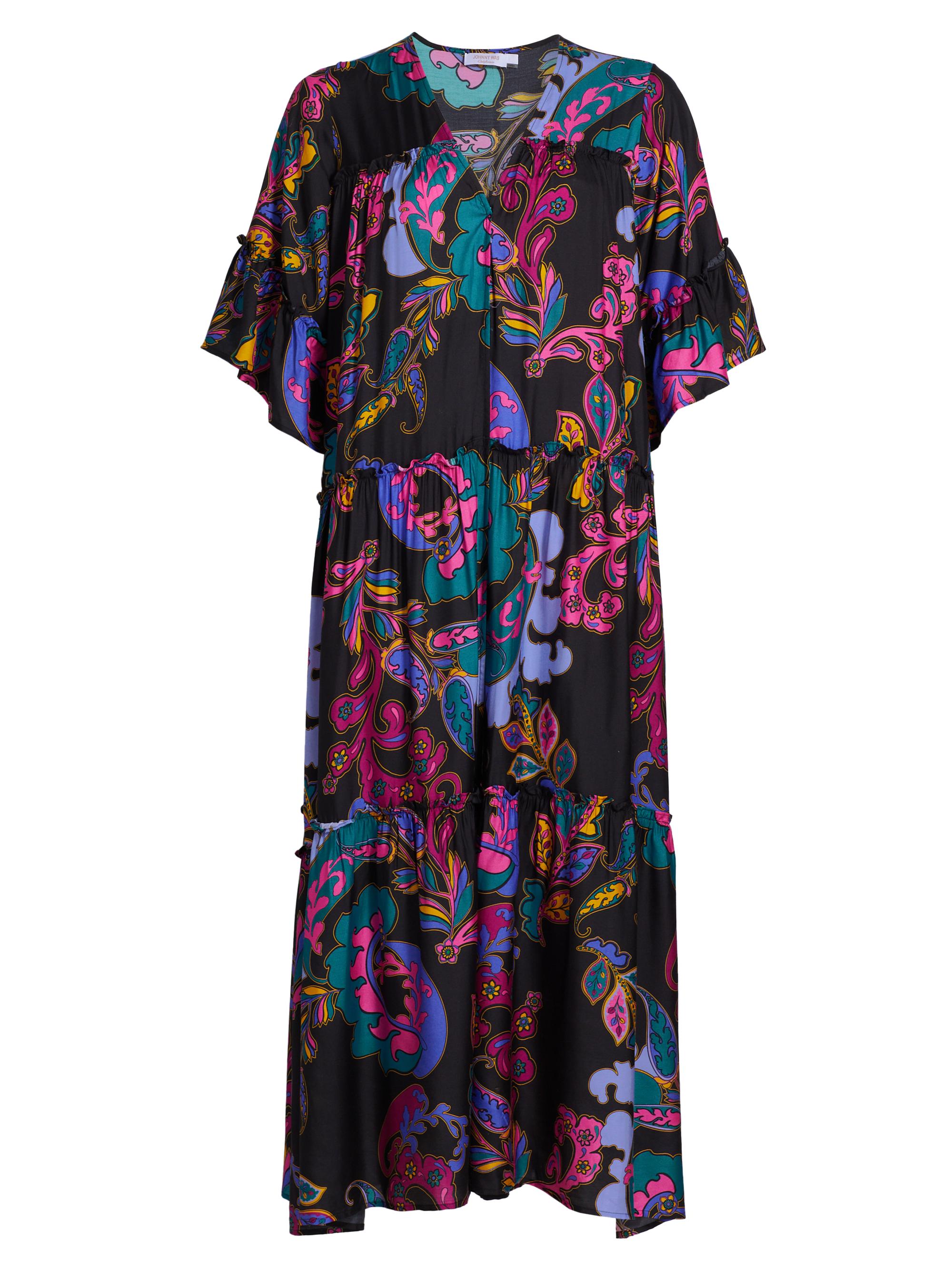 Johnny Was Women's Fatima Paisley Tiered Kimono-Style Cover-Up - Fatima Black