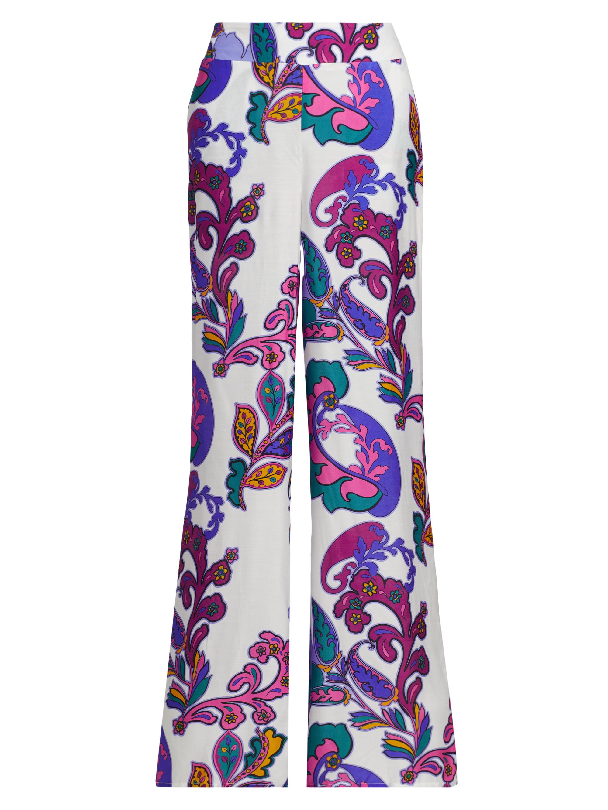 Johnny Was Women's Paisley Smocked Waist Pull-On Flared Pants - Fatima White