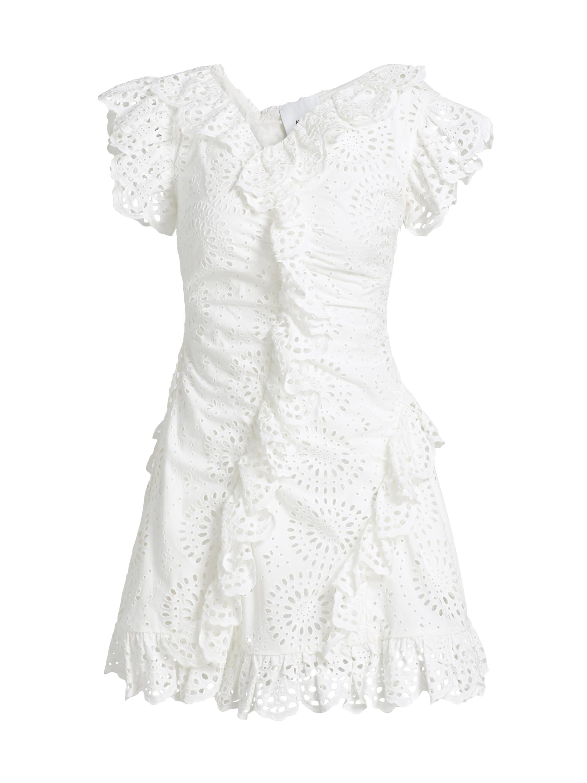 Aknvas Women's Marie Ruffled Broderie Anglaise Minidress - White