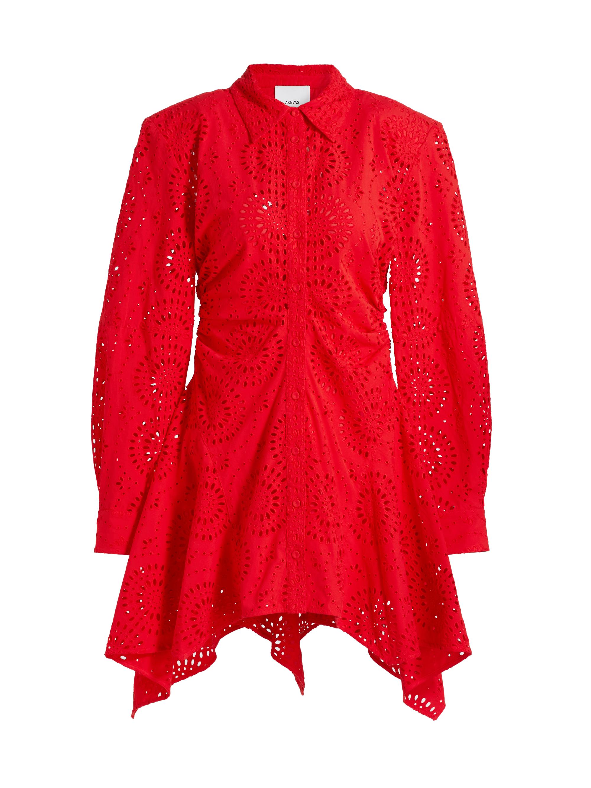 Aknvas Women's Deena Eyelet Cotton Shirtdress - Poppy