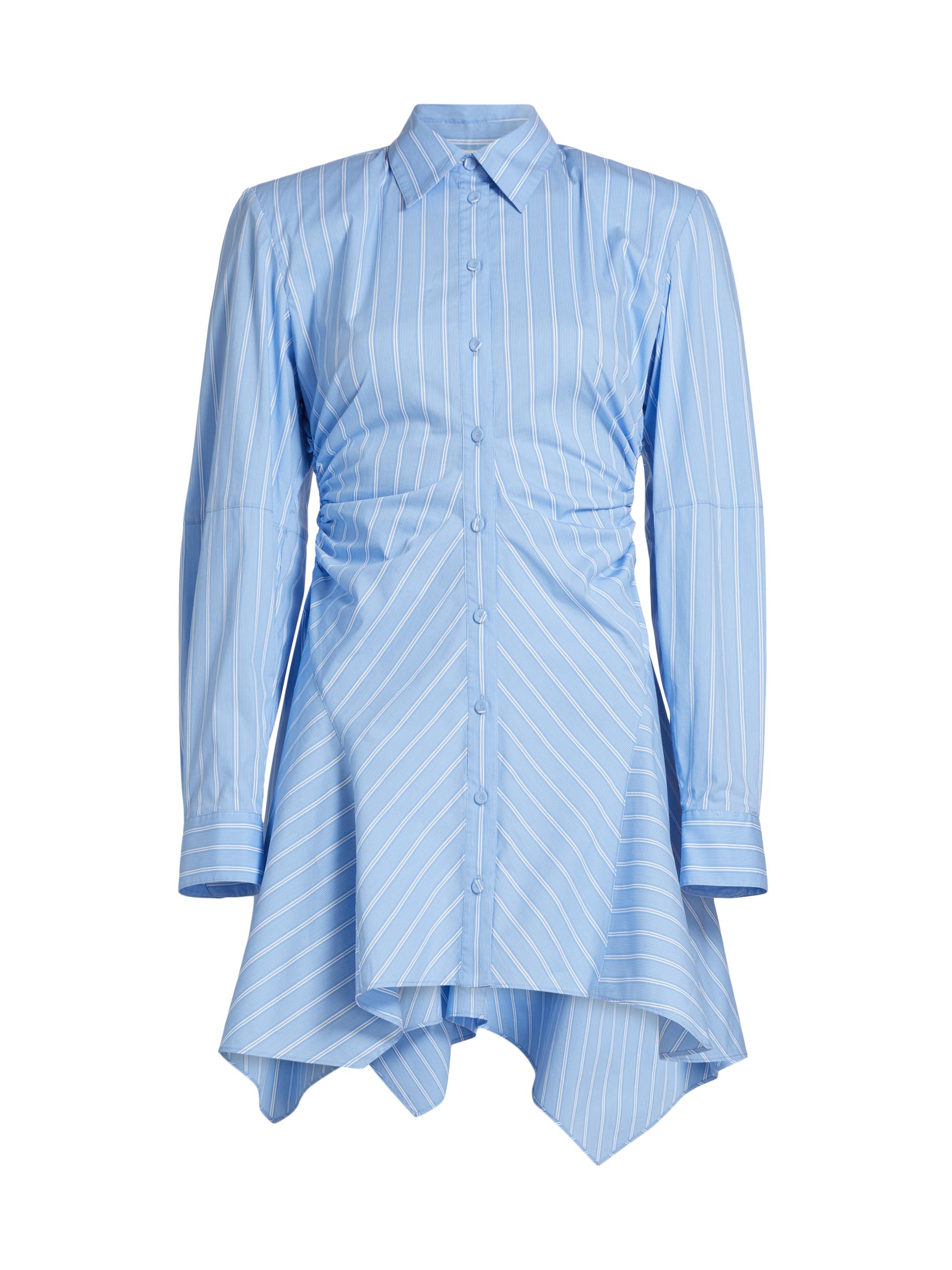 Aknvas Women's Deena Pinstriped Mini Shirtdress - Sky Blue Stripe