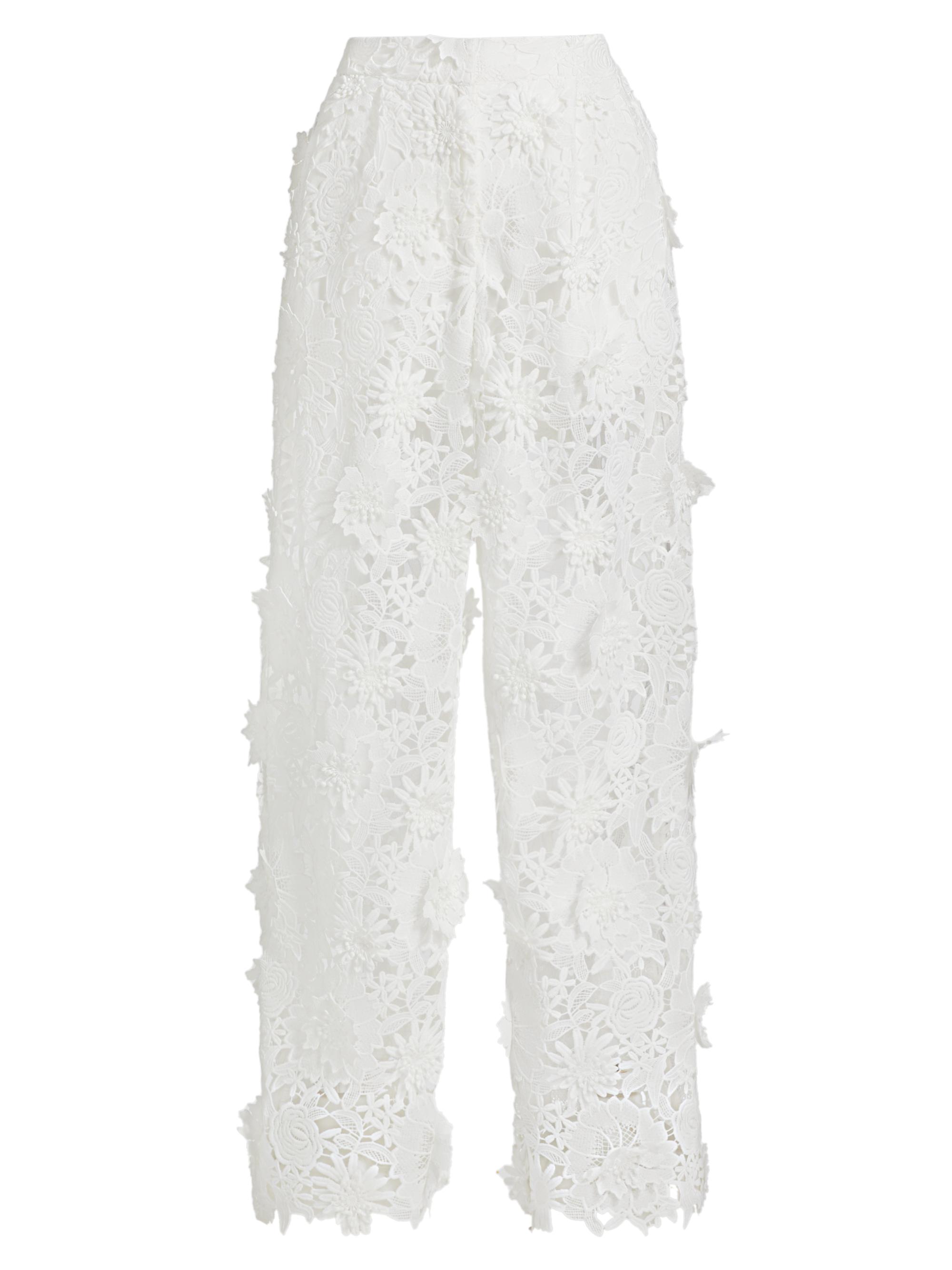 Aknvas Women's Adrian Floral Lace Pants - White