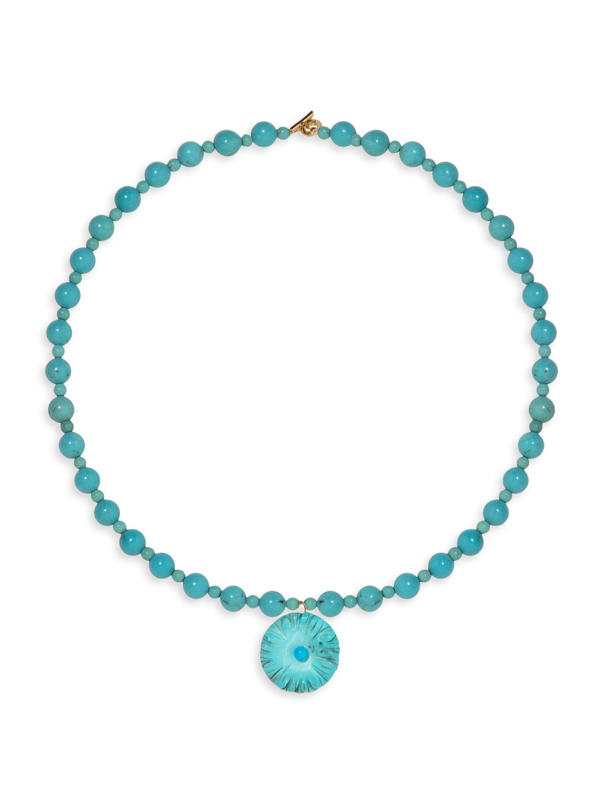 Jennifer Behr Women's Chanda Goldtone & Gemstone Flower Pendant Necklace - Turquoise