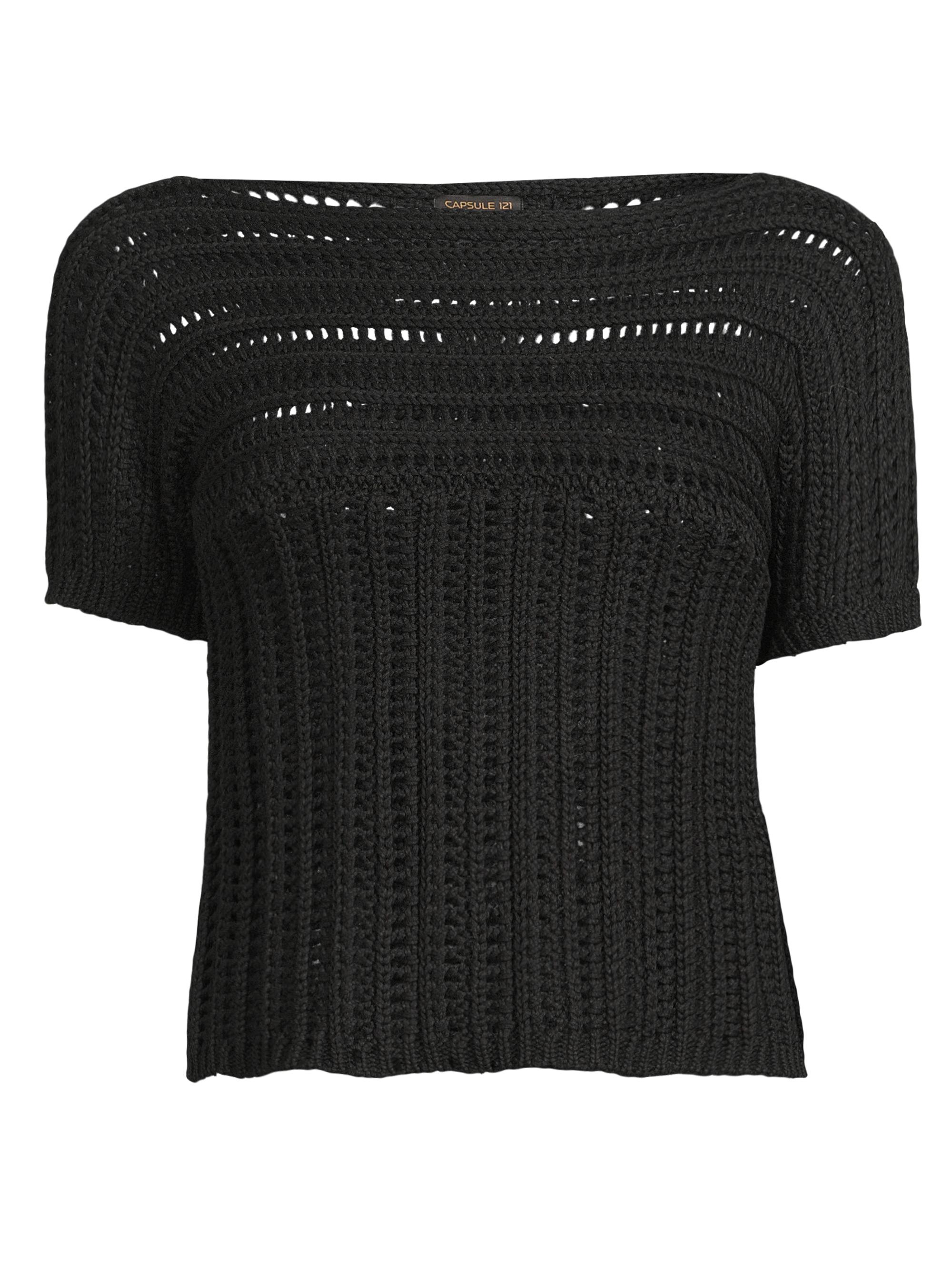 Capsule 121 Women's The Infrared Cotton Open Knit Sweater - Black