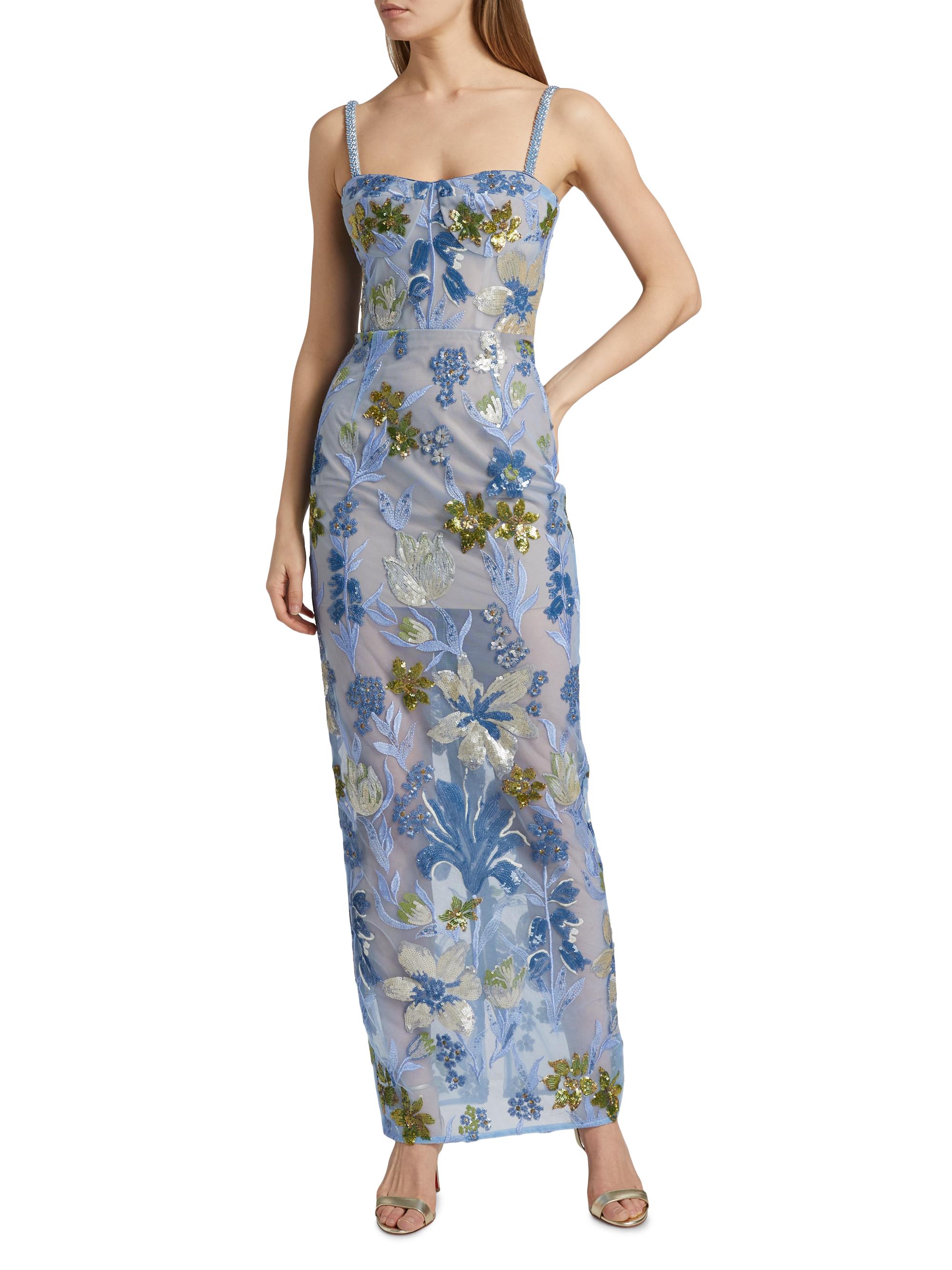 dahlia floral sequin maxi dress Bronx Banco Dahlia Floral Sequin Column Gown