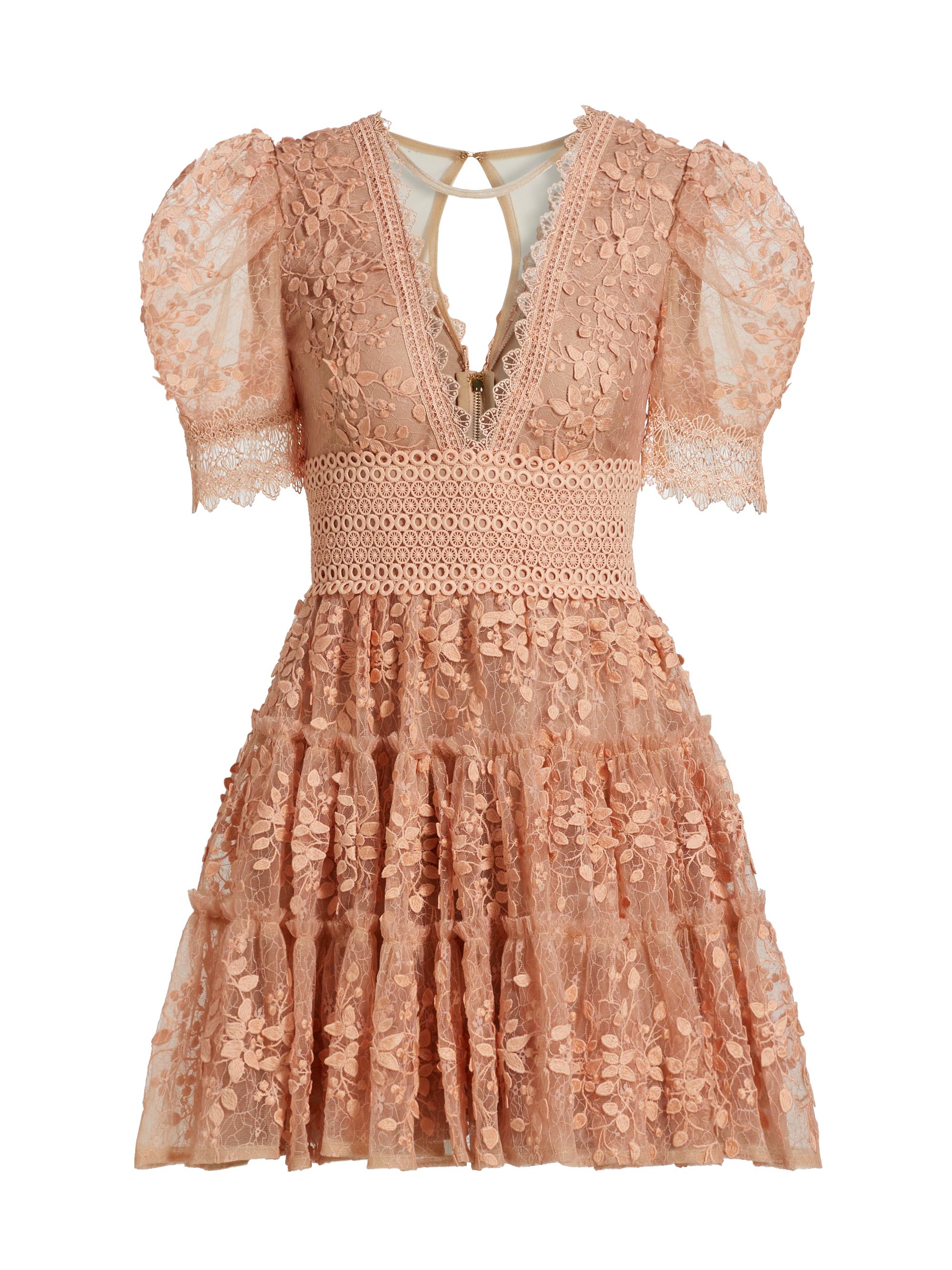 Bronx and Banco Women's Megan Floral Appliqué Minidress - Beige