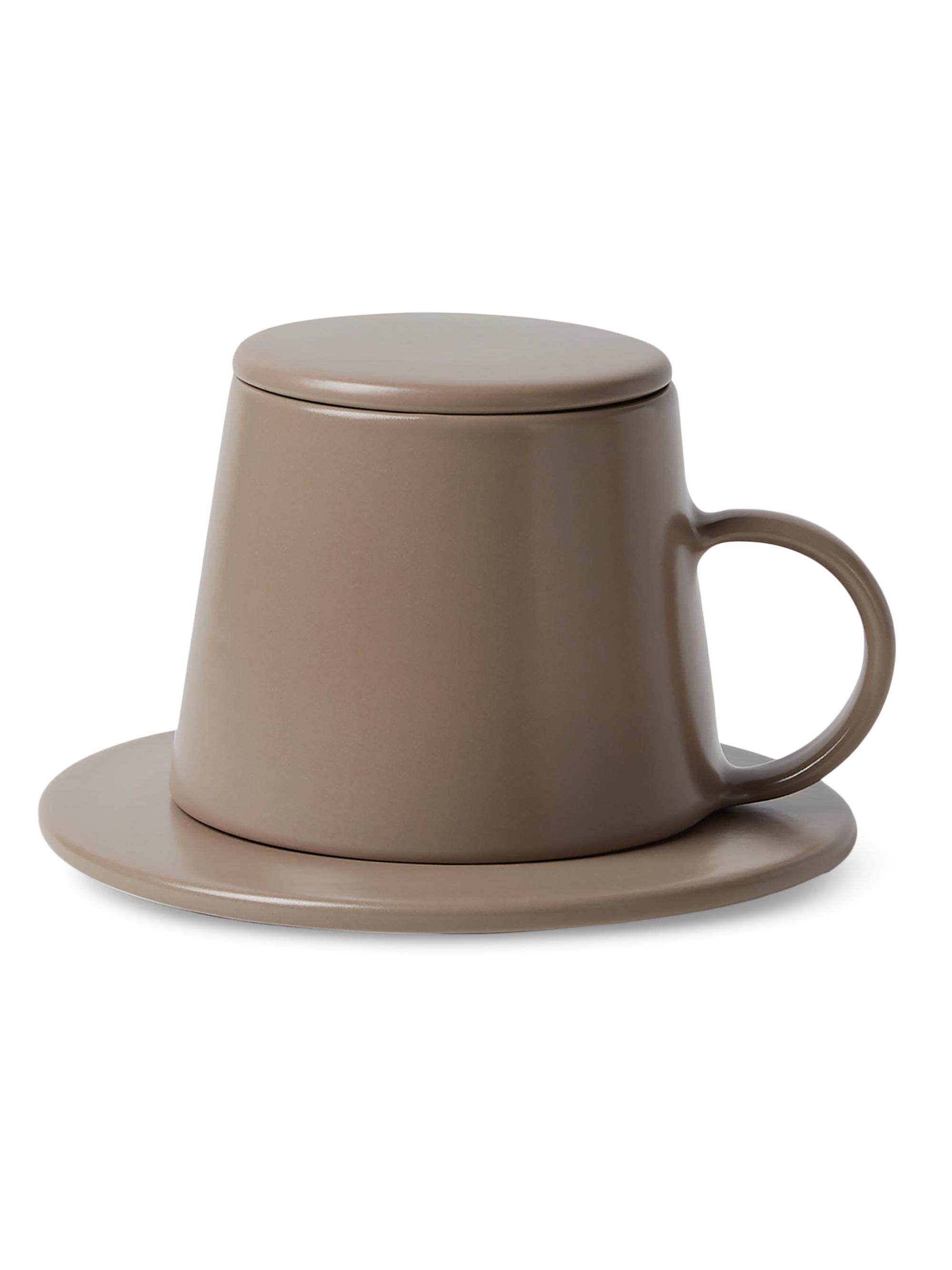 Brunello Cucinelli Ceramic Cup with Saucer and Lid - Brown