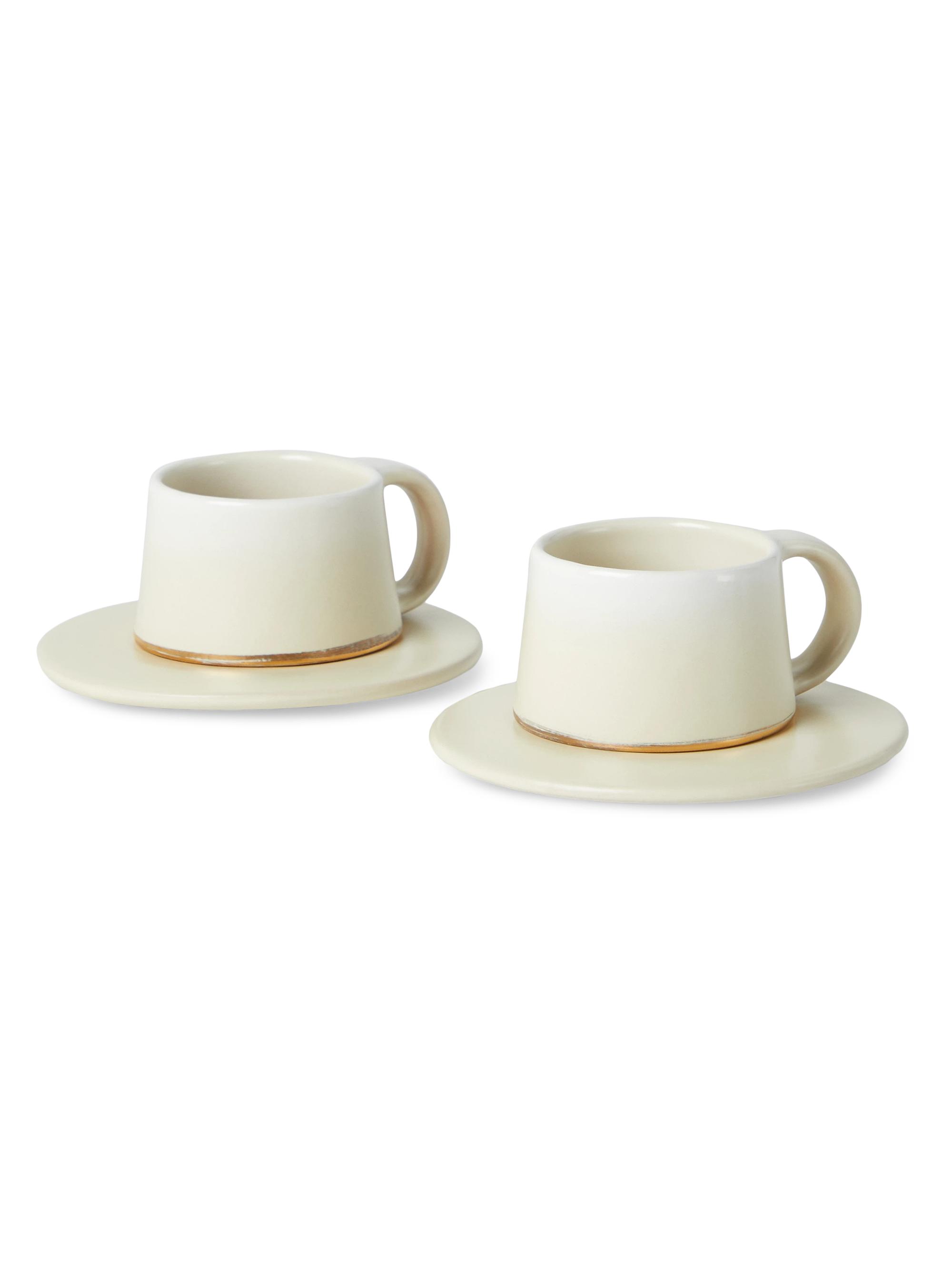 Brunello Cucinelli 2 Piece Ceramic Coffee Cup Set - White