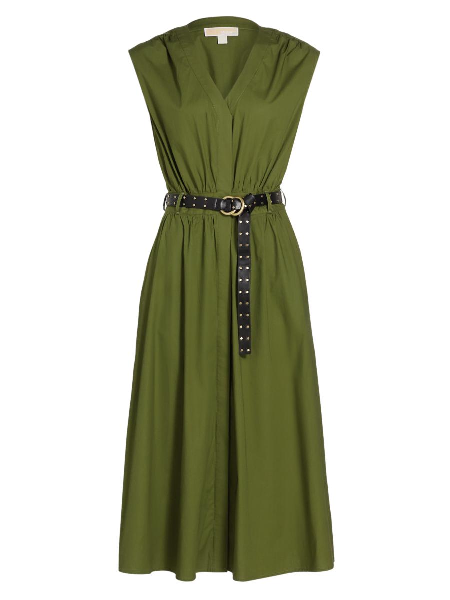 michael kors belted midi dress Michael Kors polka-dot Belted Midi Dress | Blue
