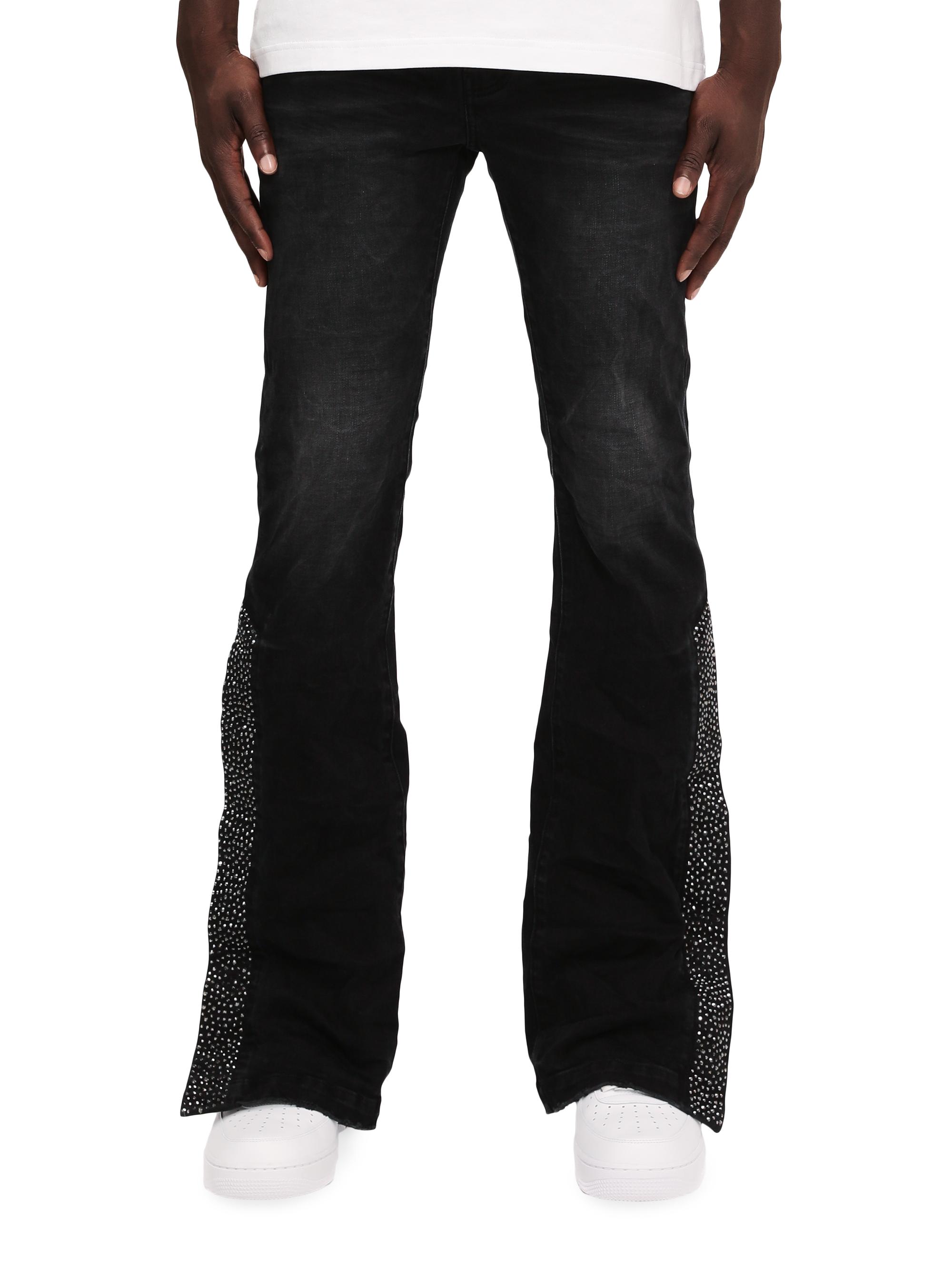 Purple Brand Crystal-Embellished Boot-Cut Side-Snap Jeans | Saks