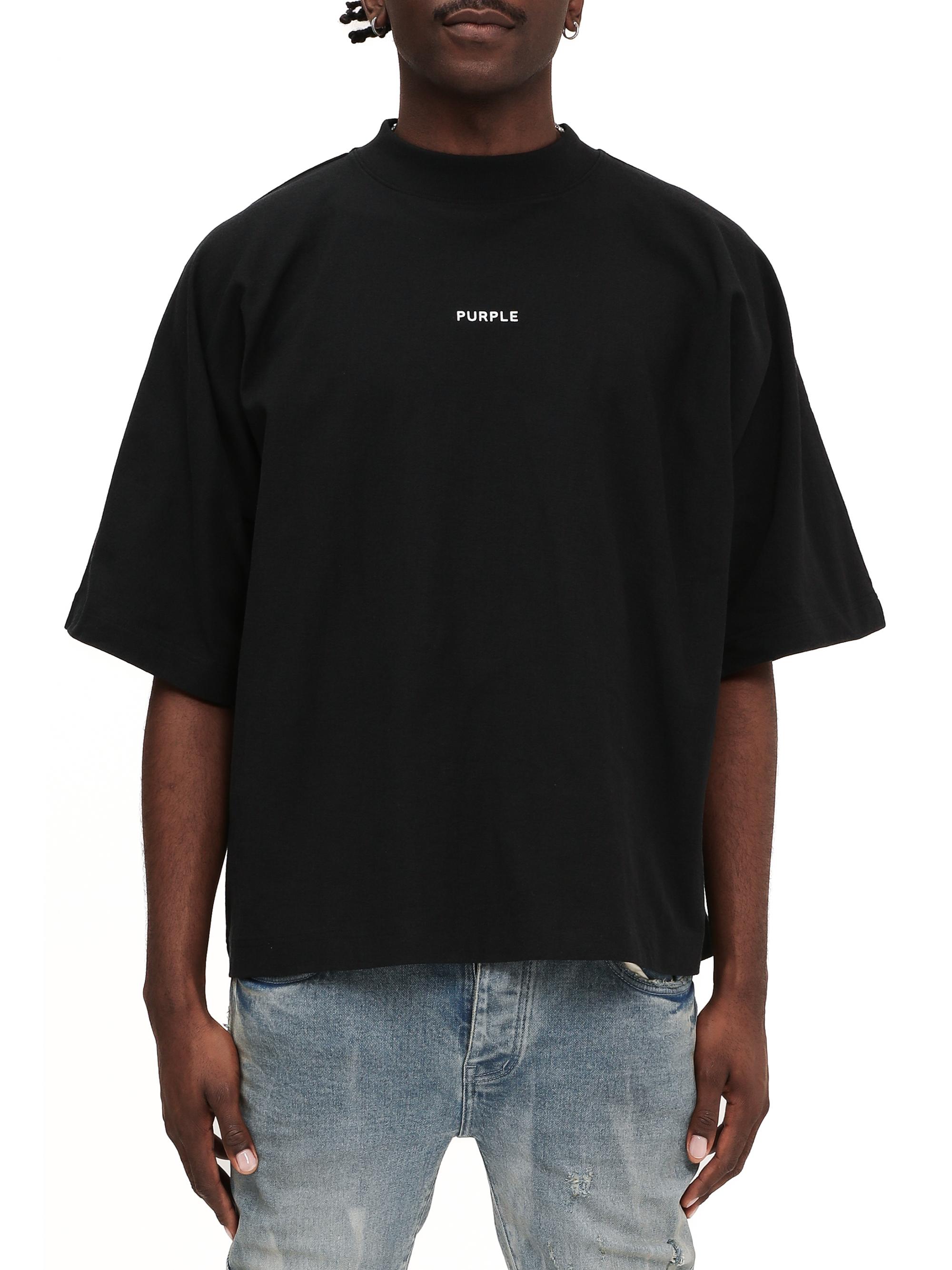 Purple Brand Men's Logo Cotton Jersey Oversized Top - Black