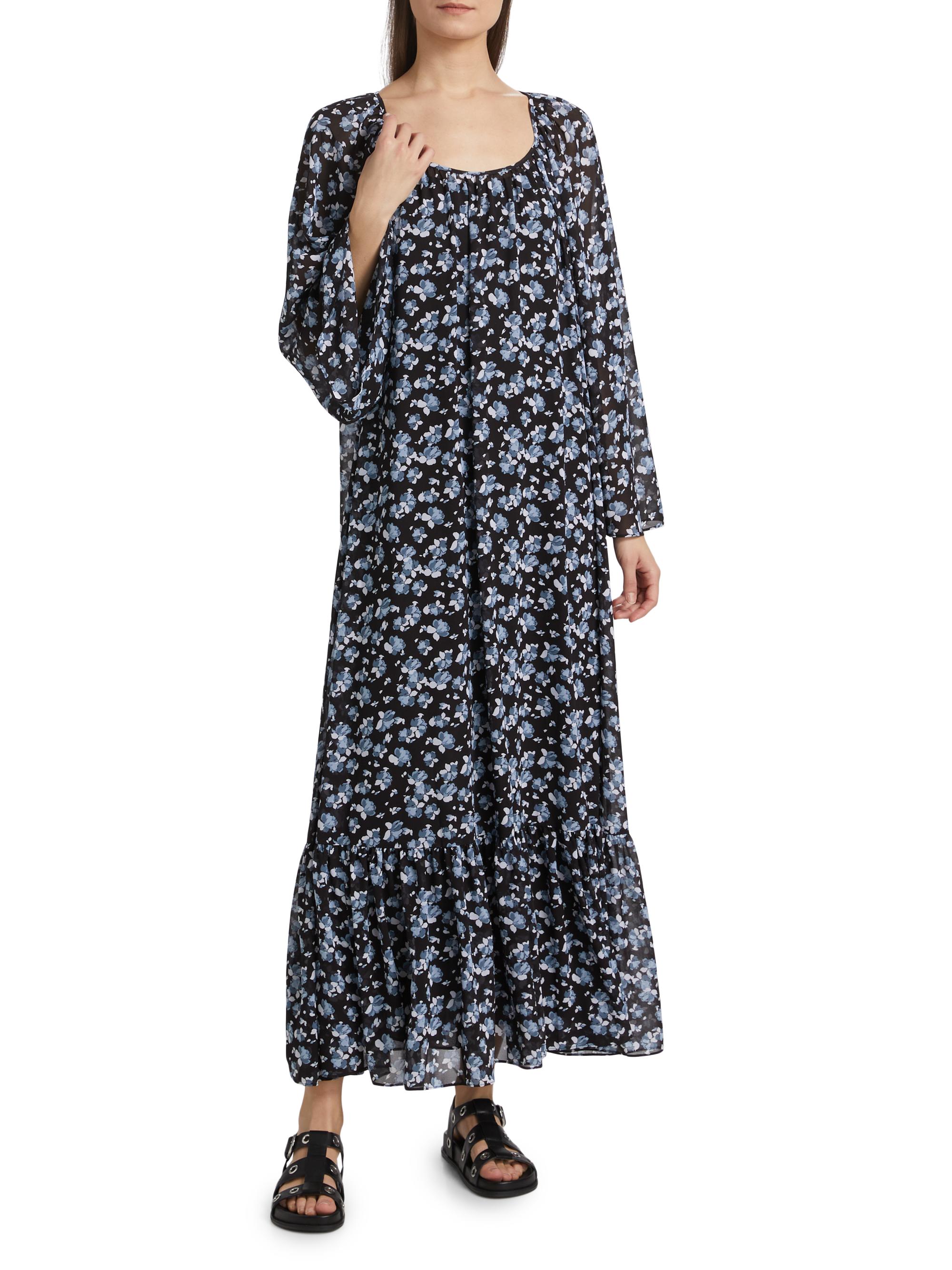 white christmas dresses Reina Tiered Mesh Floral Maxi Dress – VICI main image 1