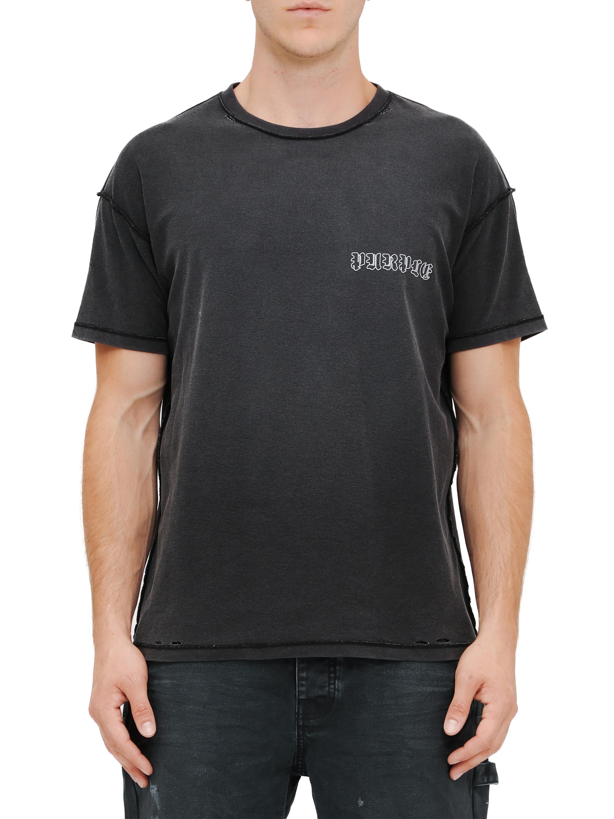 Purple Brand Men's Logo Cotton Inside-Out T-Shirt - Black
