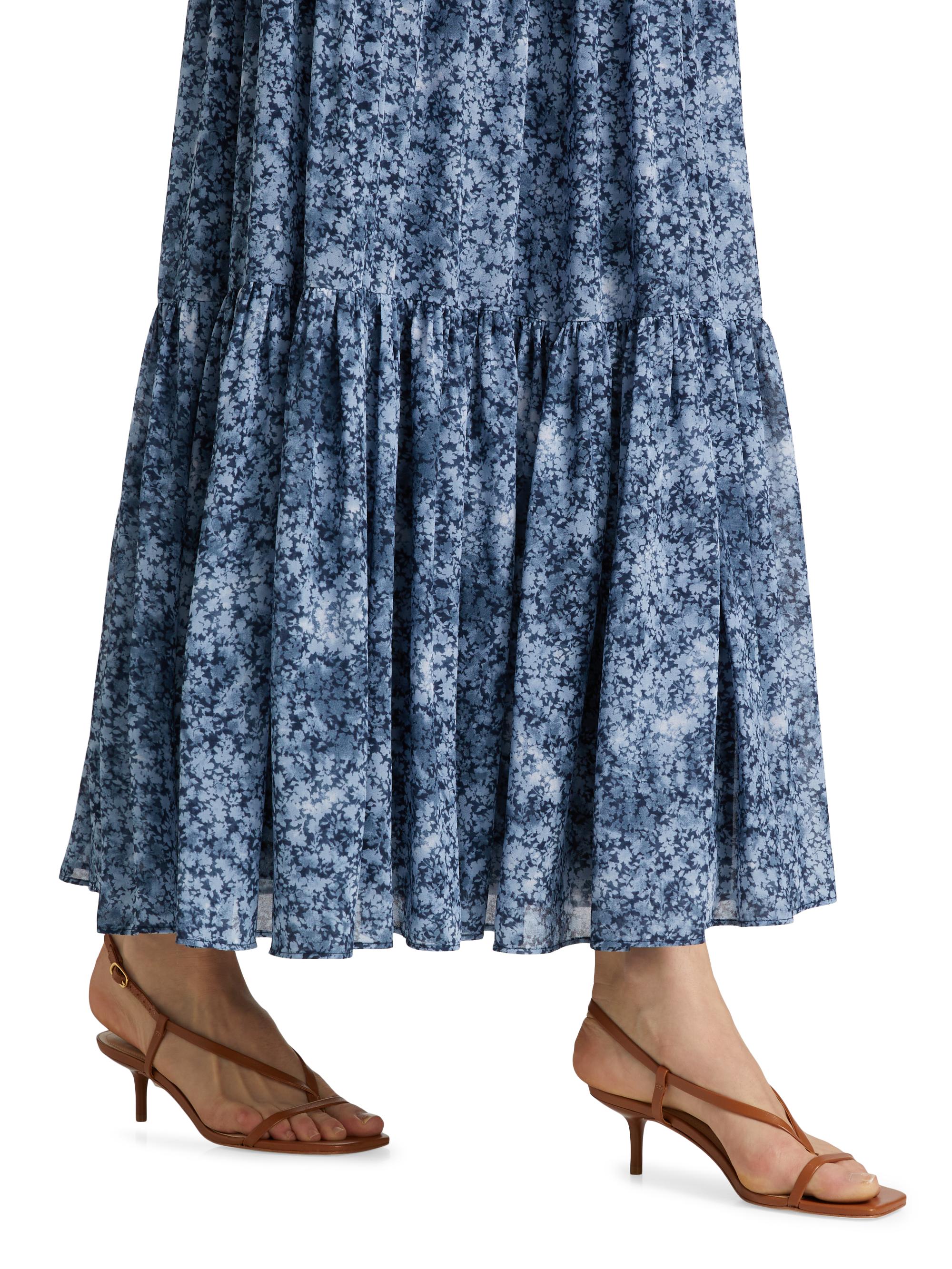 michael michael kors floral chiffon tiered dress Michael Kors Ruffled Chiffon off-the-shoulder Dress, Size S