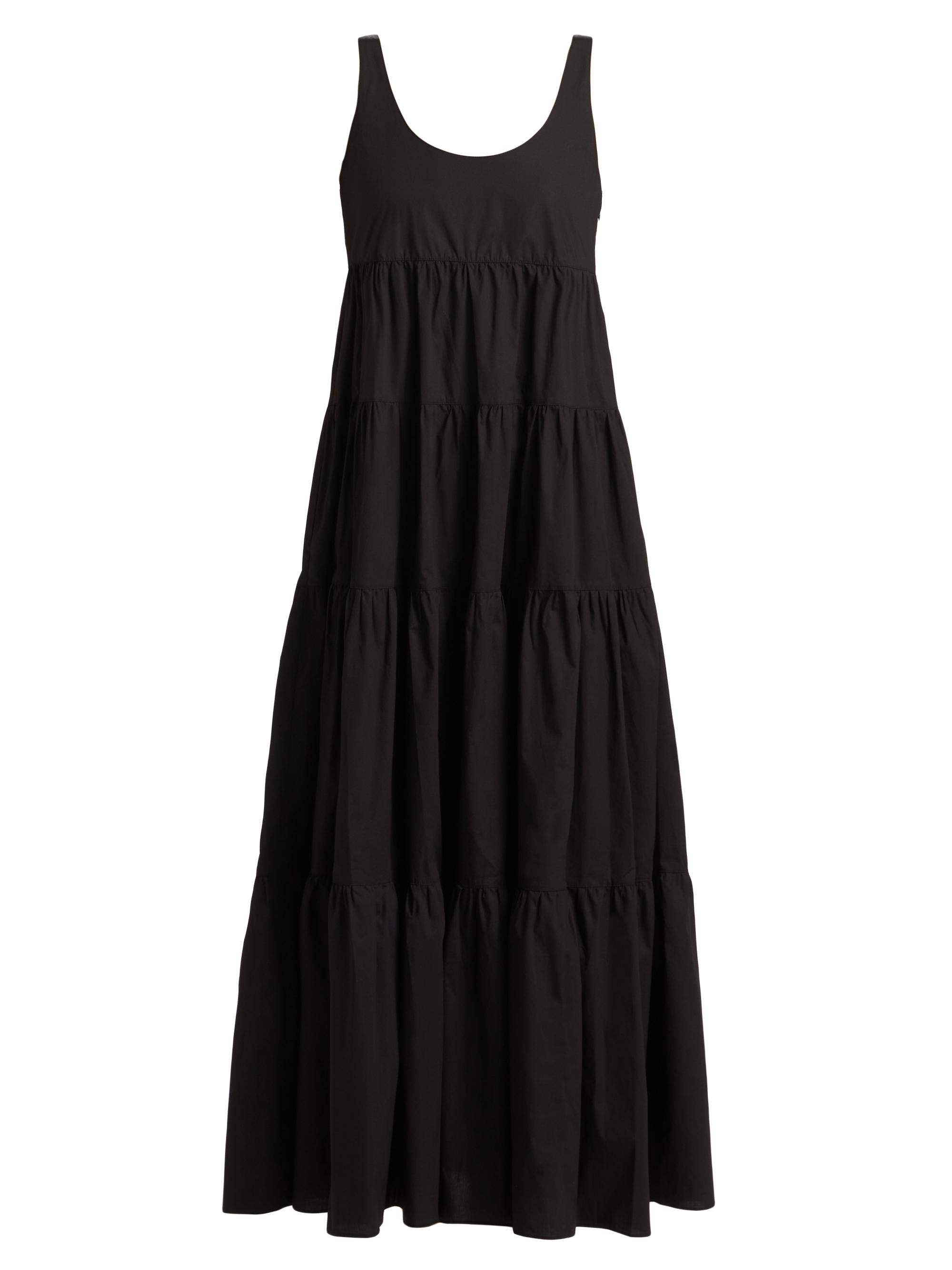 MICHAEL Michael Kors Women's Cotton Empire-Waist Tiered Maxi Dress - Black