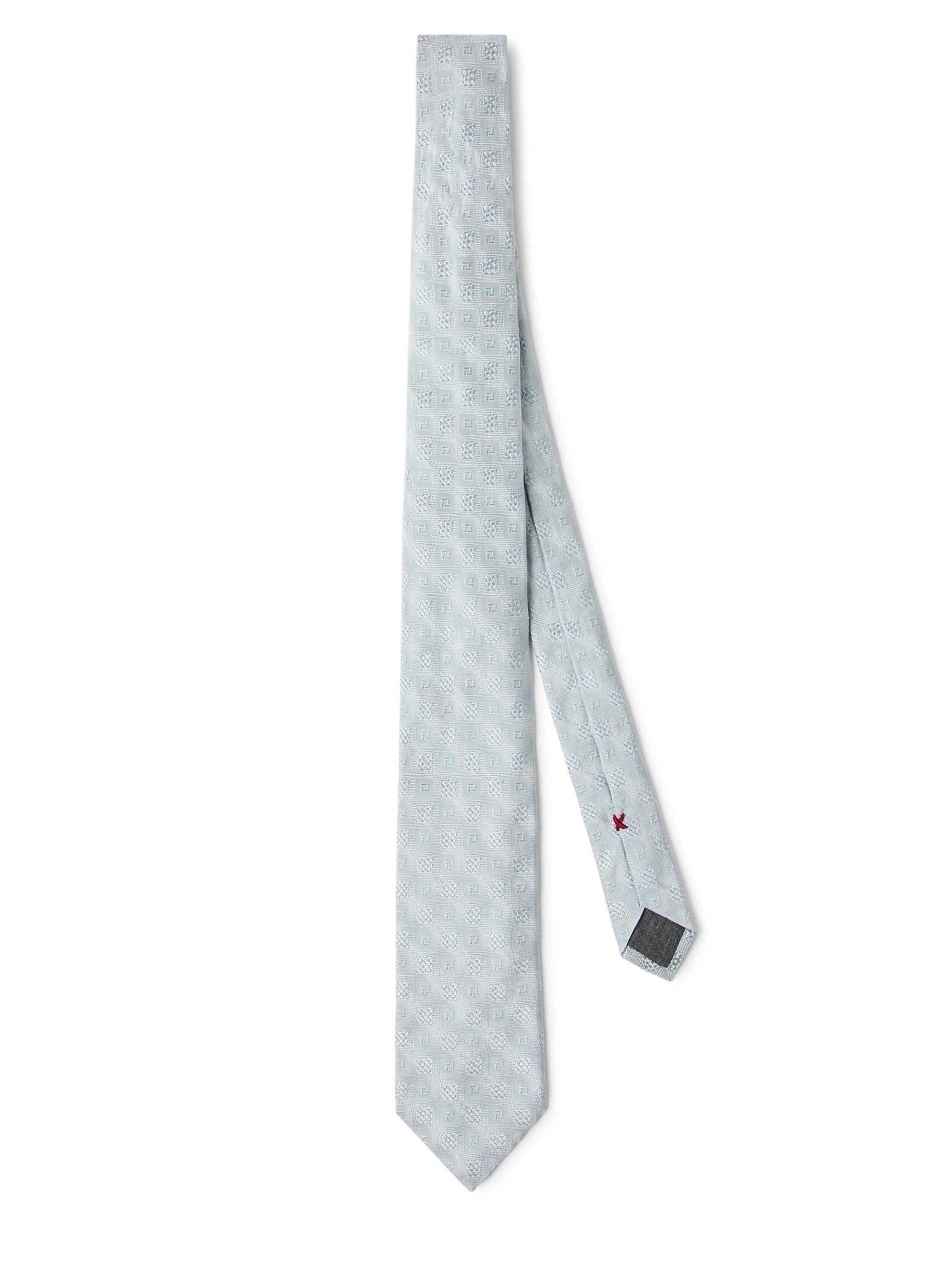 Brunello Cucinelli Men's Silk Geometric Jacquard Tie - Light Grey