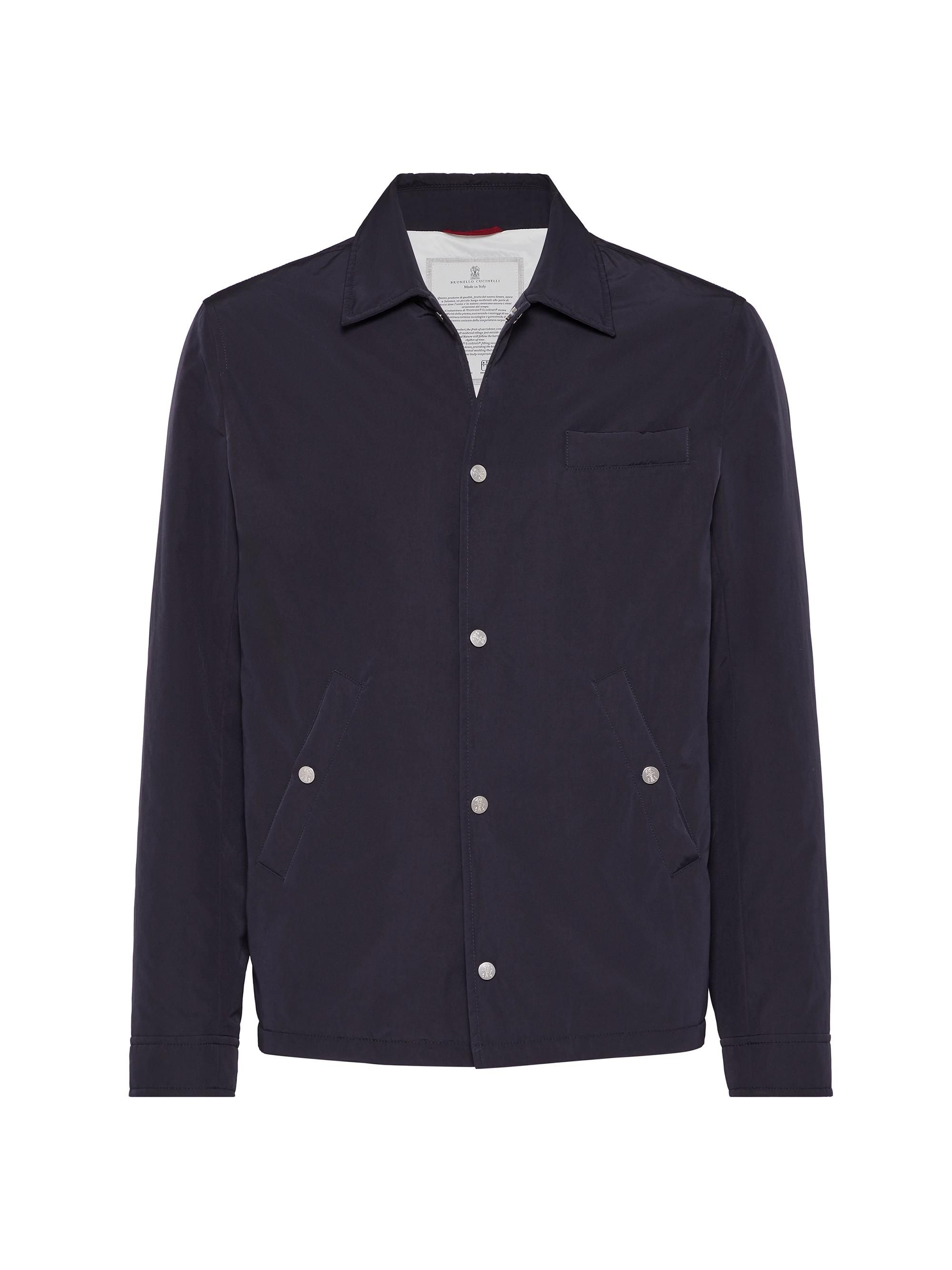 Brunello Cucinelli Men's Shirt Style Outerwear Jacket with Thermore Padding - Azure