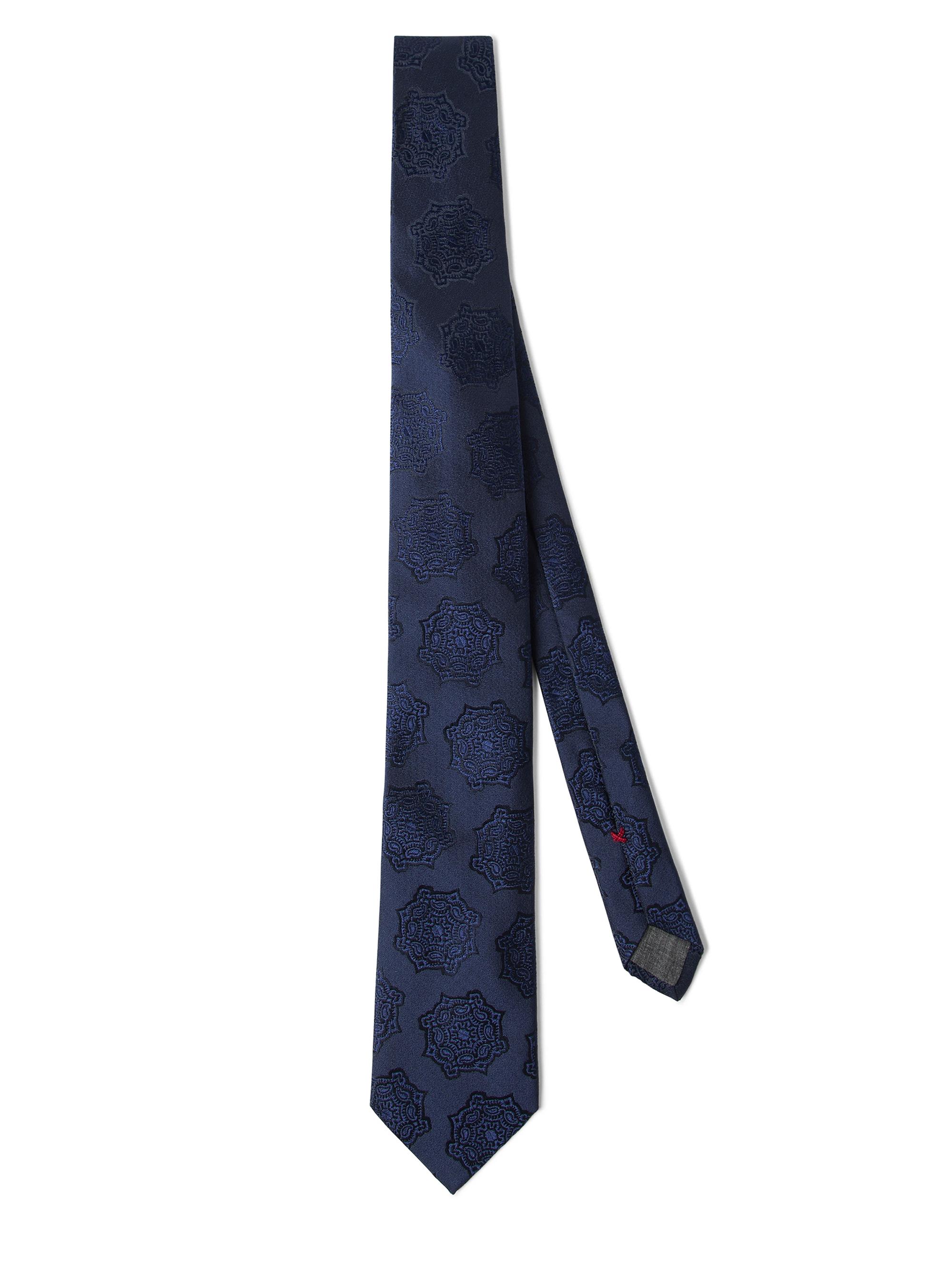Brunello Cucinelli Men's Silk Jacquard Tie - Navy Blue