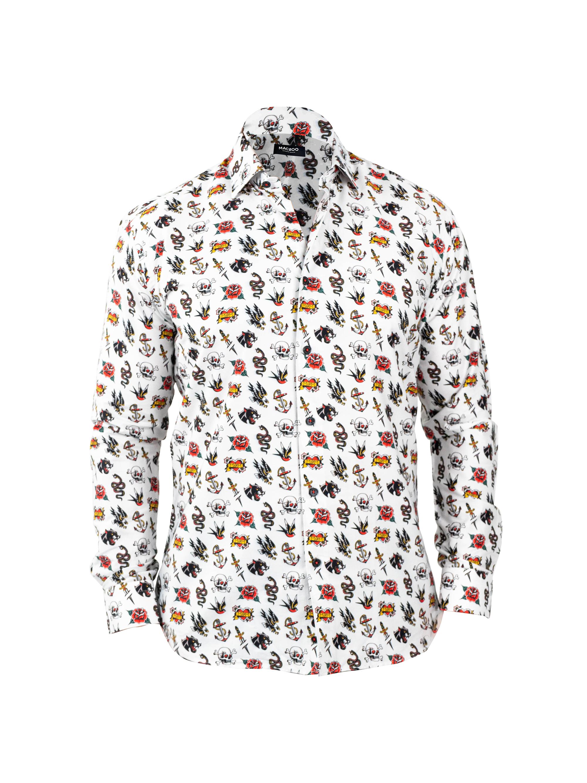 Maceoo Men's Fibonacci Tattoo Shirt - Multicolored