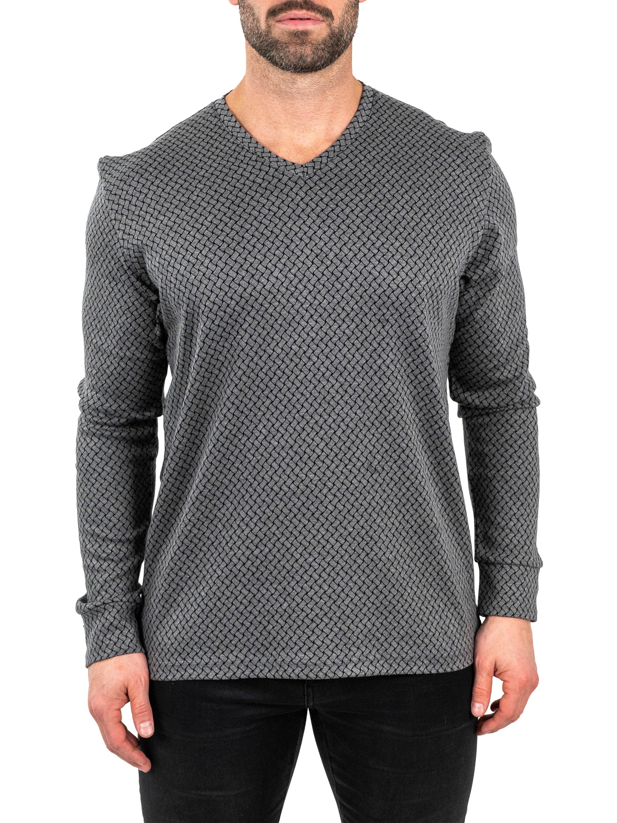 Maceoo Men's V-Neck Edison T-Shirt - Grey