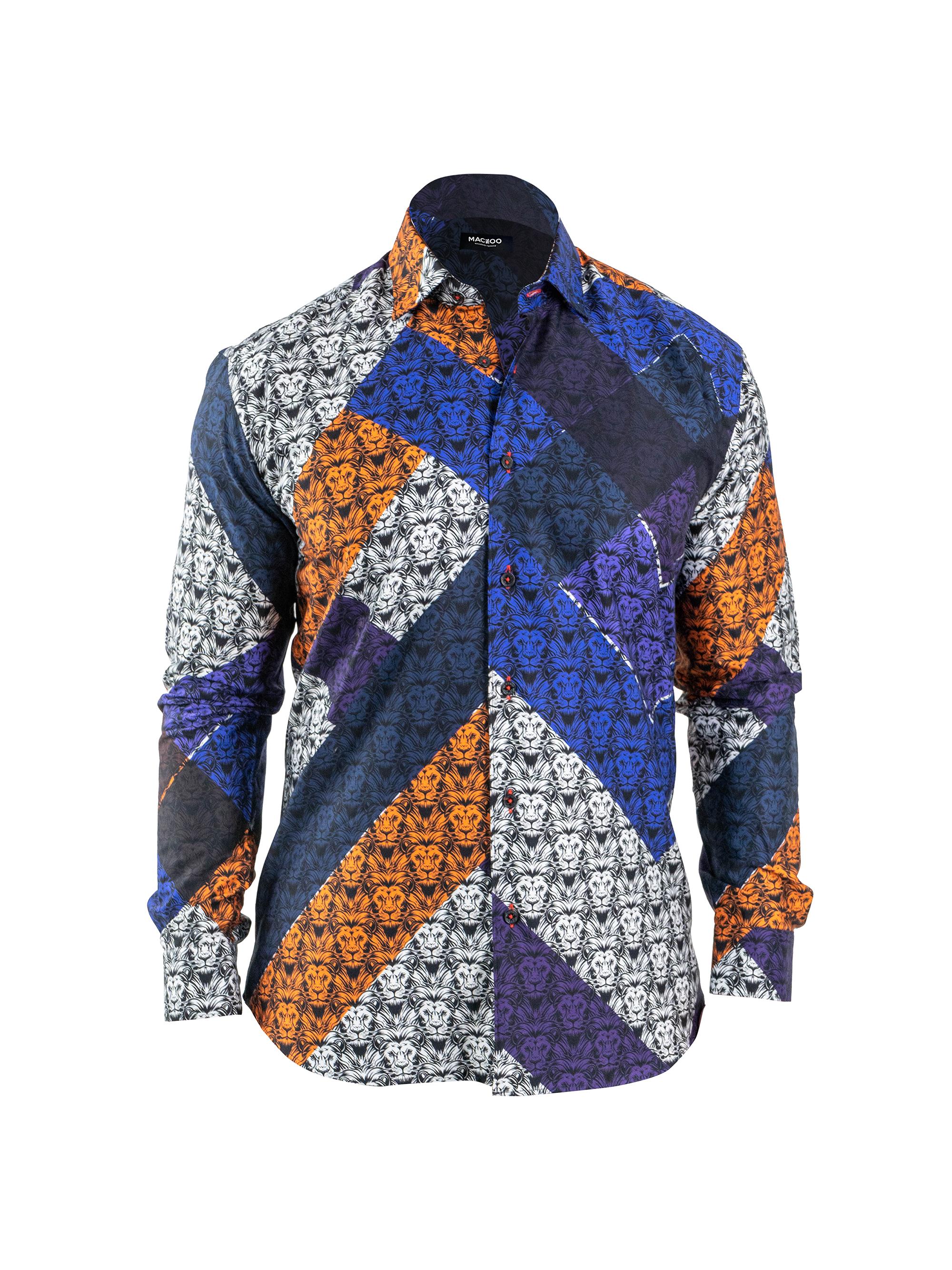 Maceoo Men's Fibonacci Afro Lion Shirt - Multicolored
