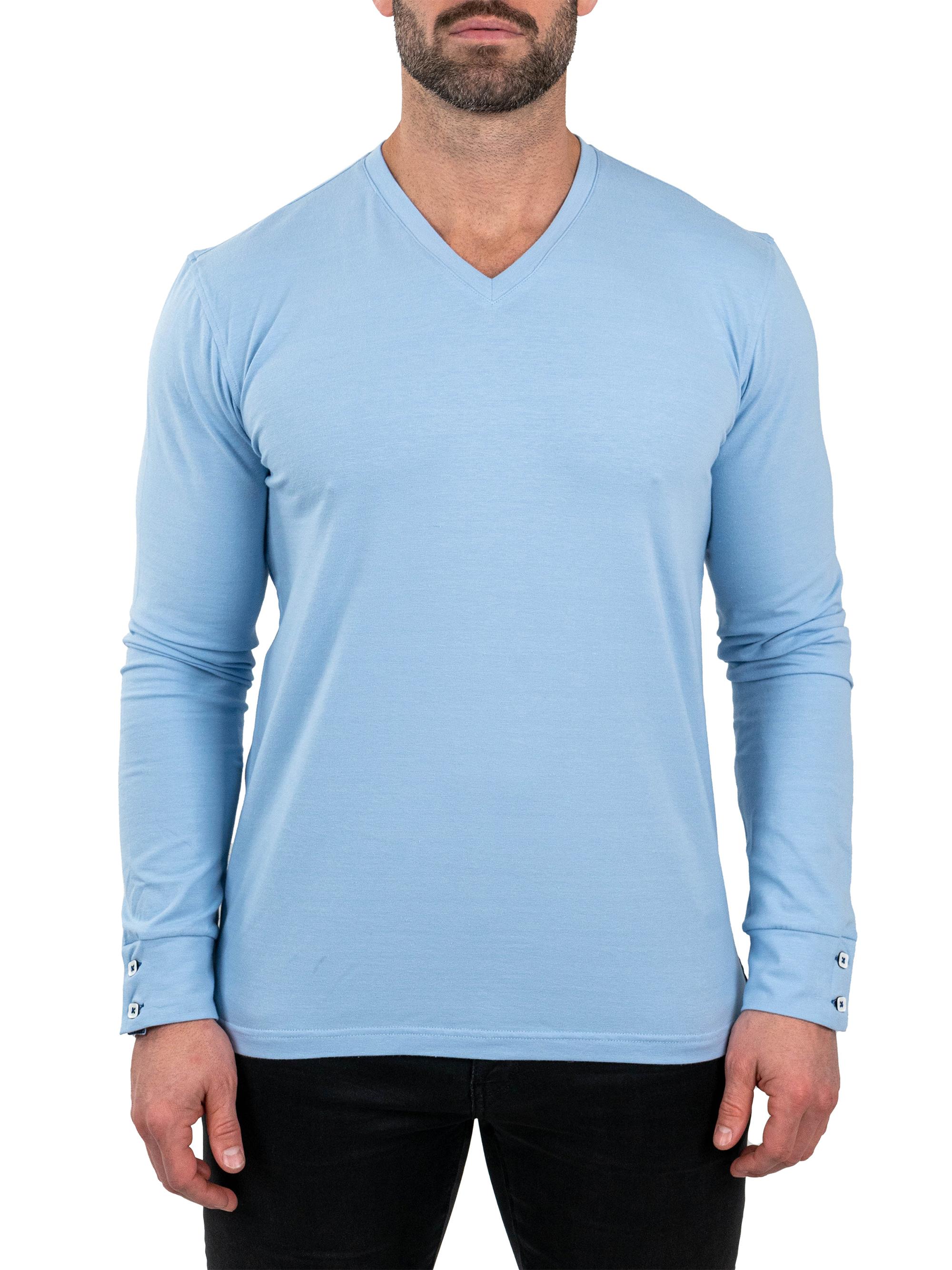 Maceoo Men's V-Neck Edison T-Shirt - Blue