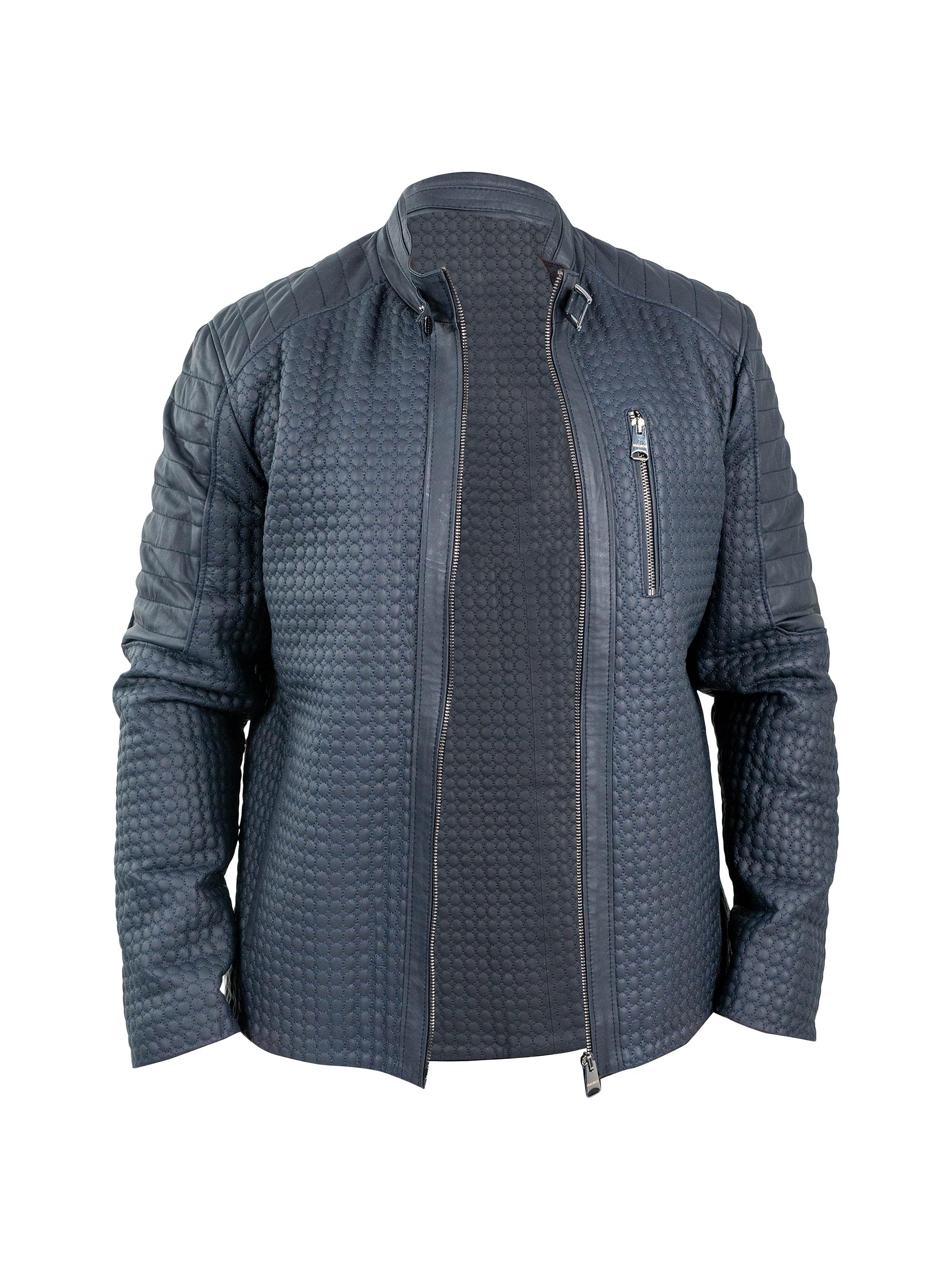 Maceoo Men's Leather Jacket - Blue