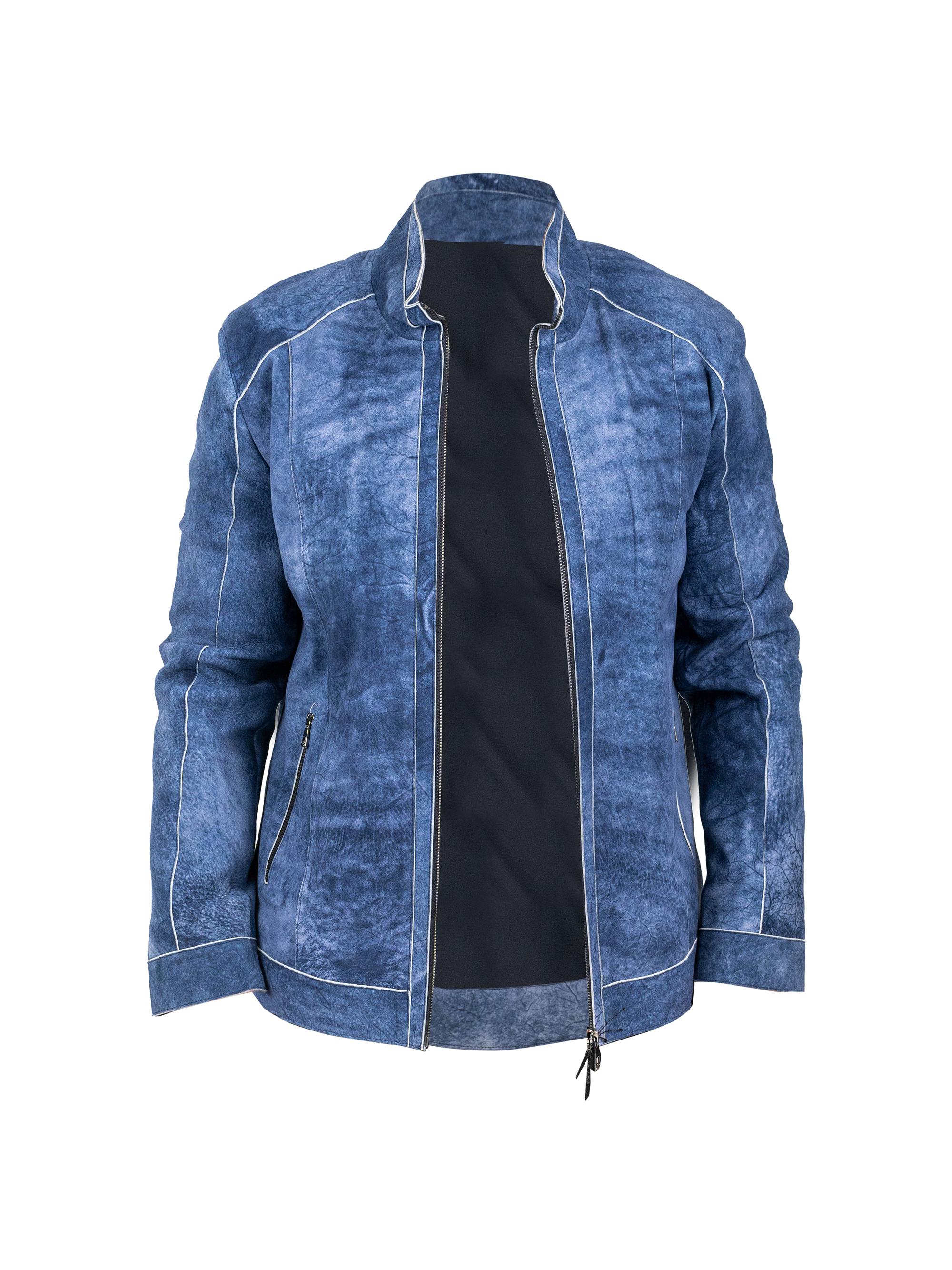Maceoo Men's Leather Suede Jacket - Blue
