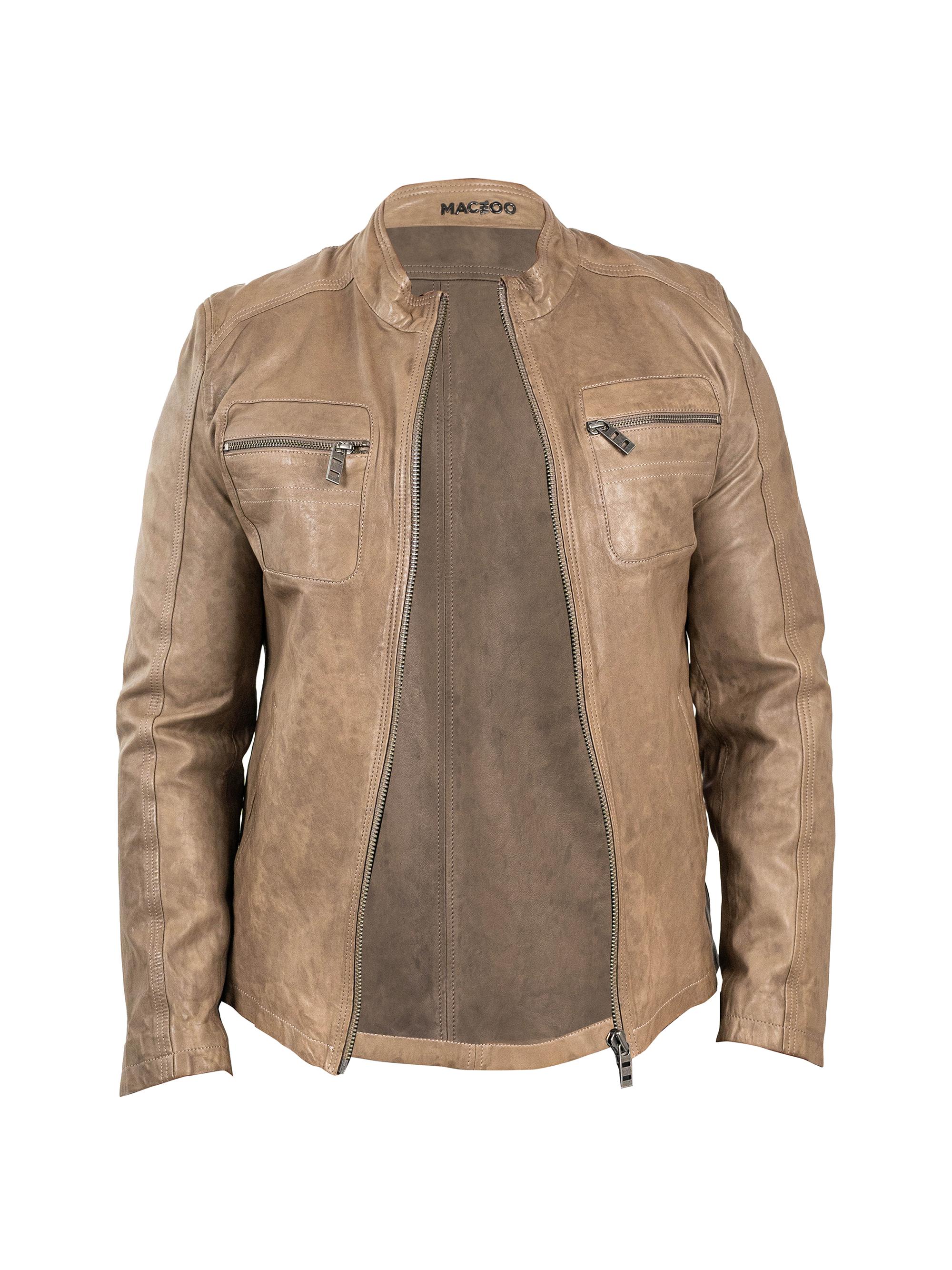 Maceoo Men's Leather Jacket - Brown