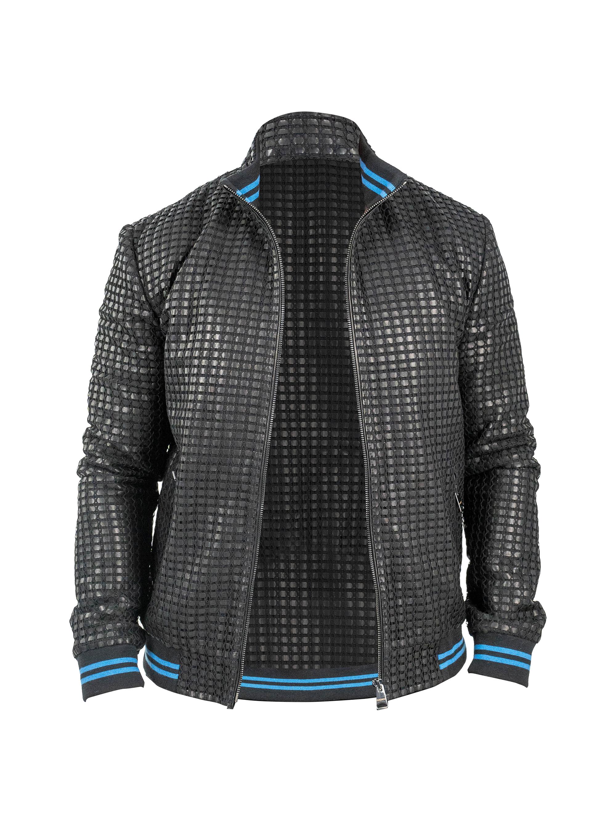 Maceoo Men's Leather Geometric Jacket - Black