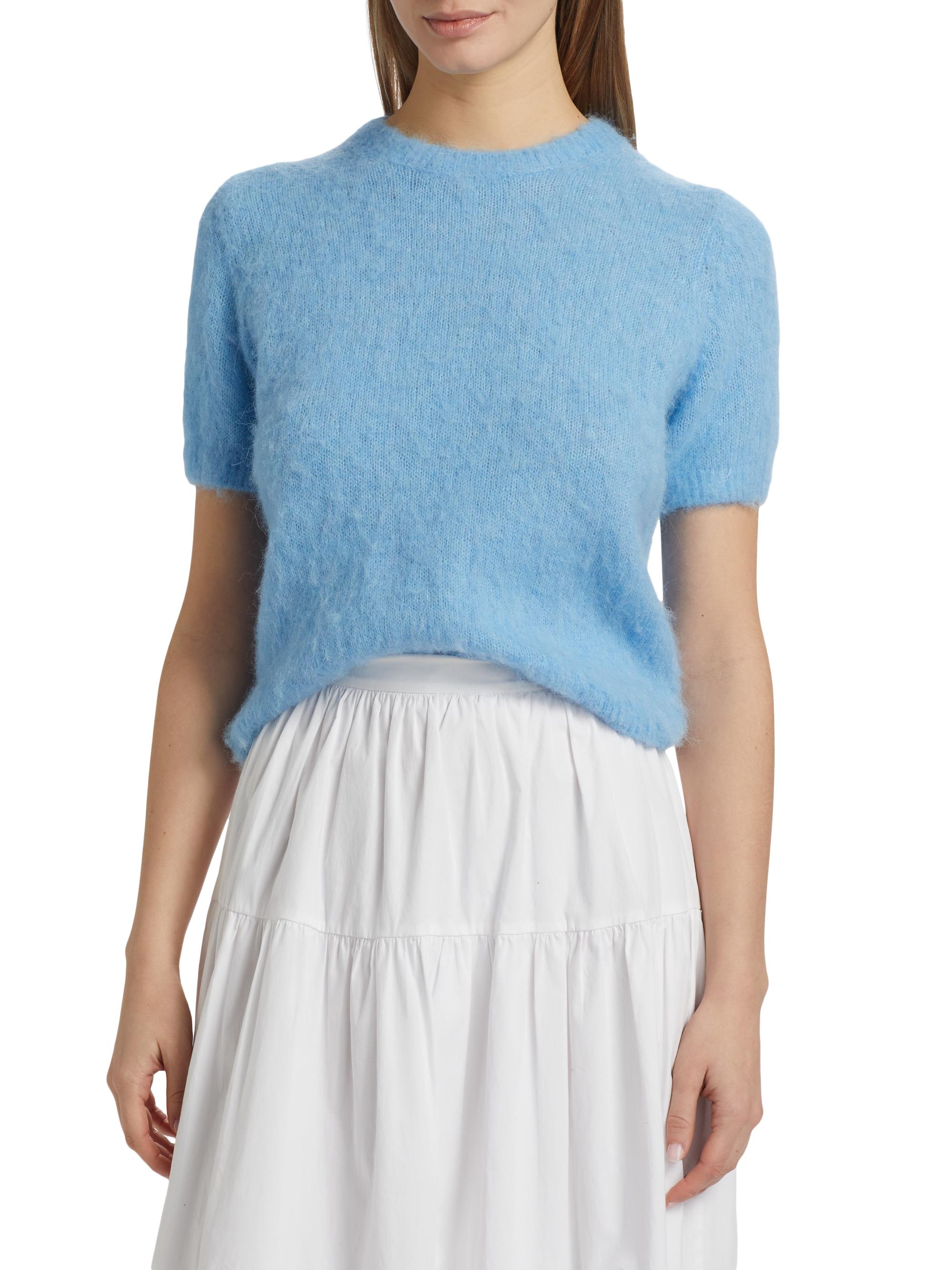 DÔEN Women's Hearst Alpaca-Blend Knit Sweater - Seashore Blue - side view in Seashore blue